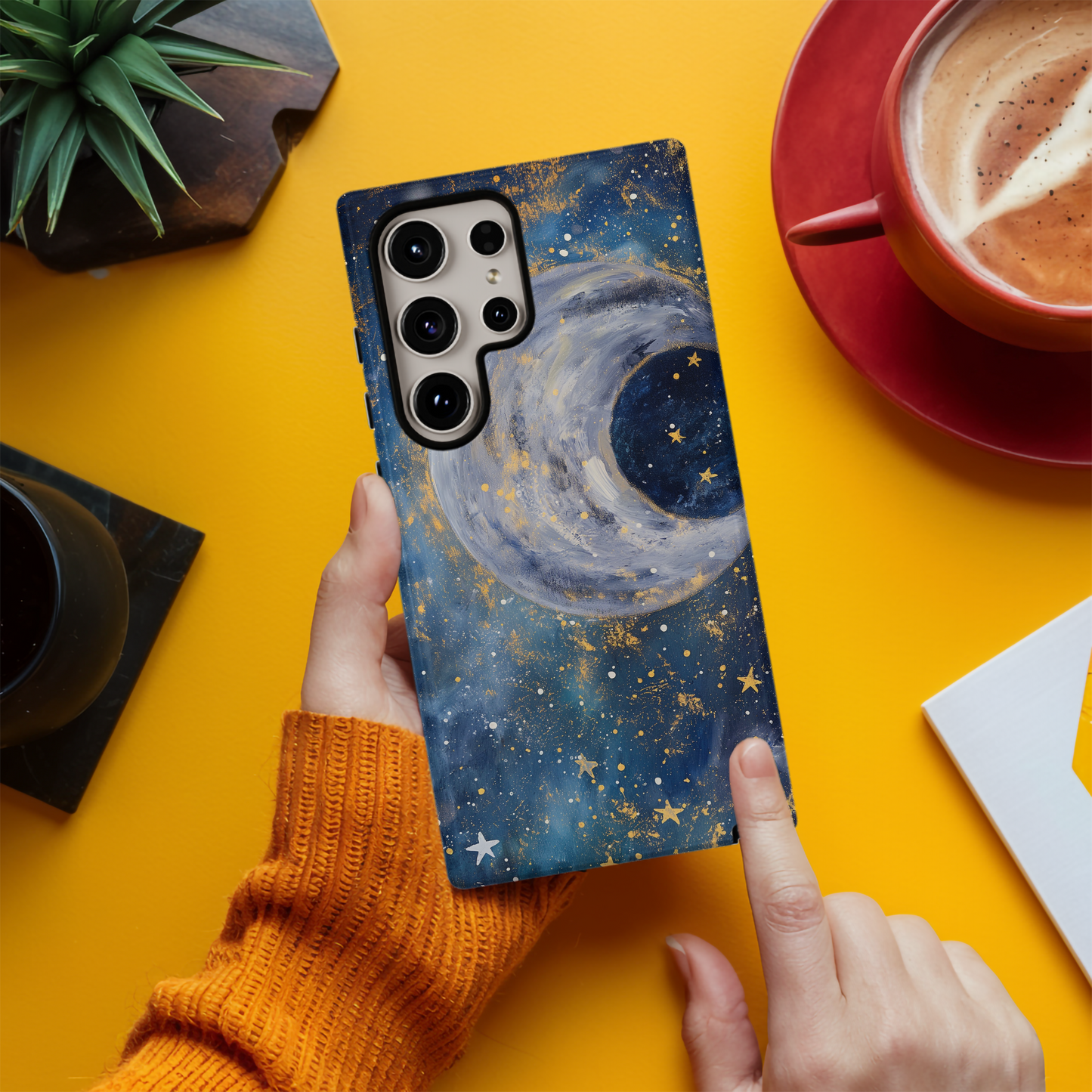 Celestial Moon & Stars Phone Case – Cosmic Elegance with Everyday Protection