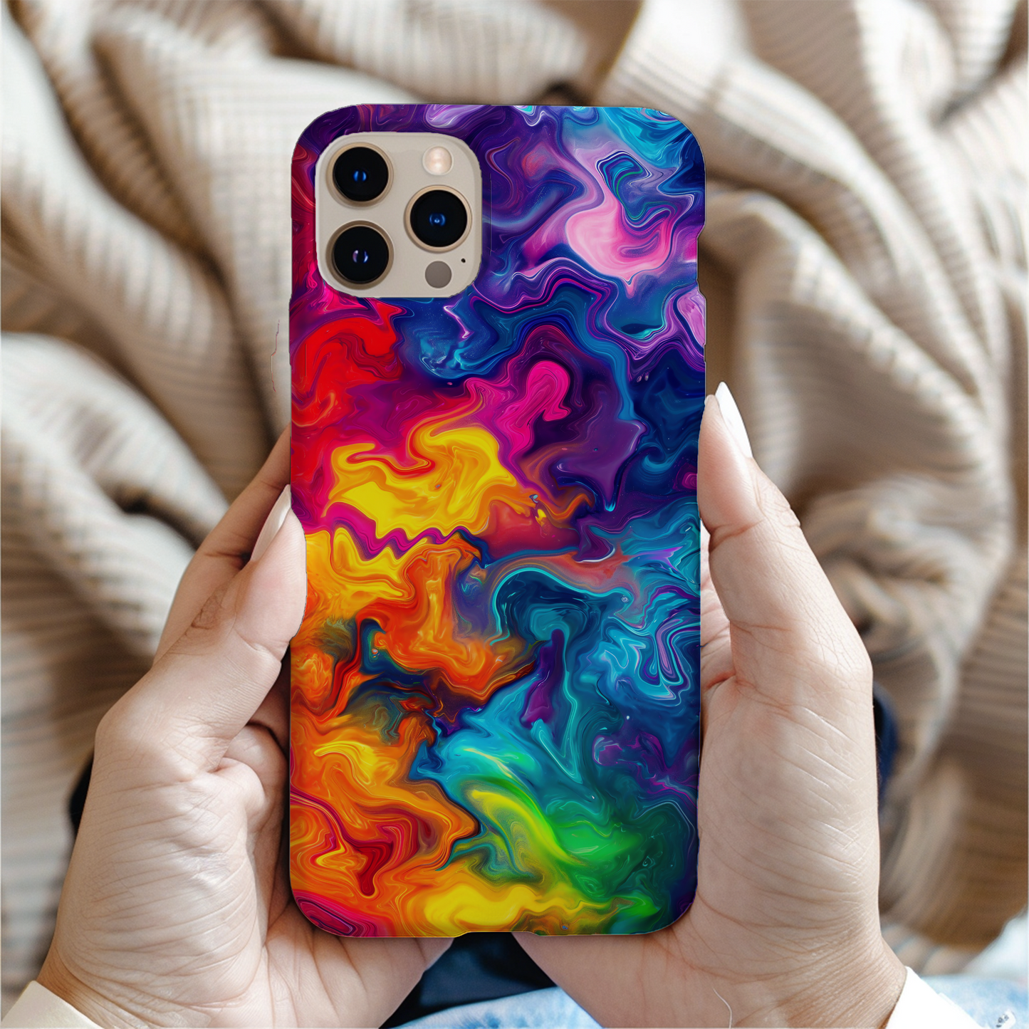 Vibrant Abstract Swirl Protective Phone Case – Color Explosion Art Design