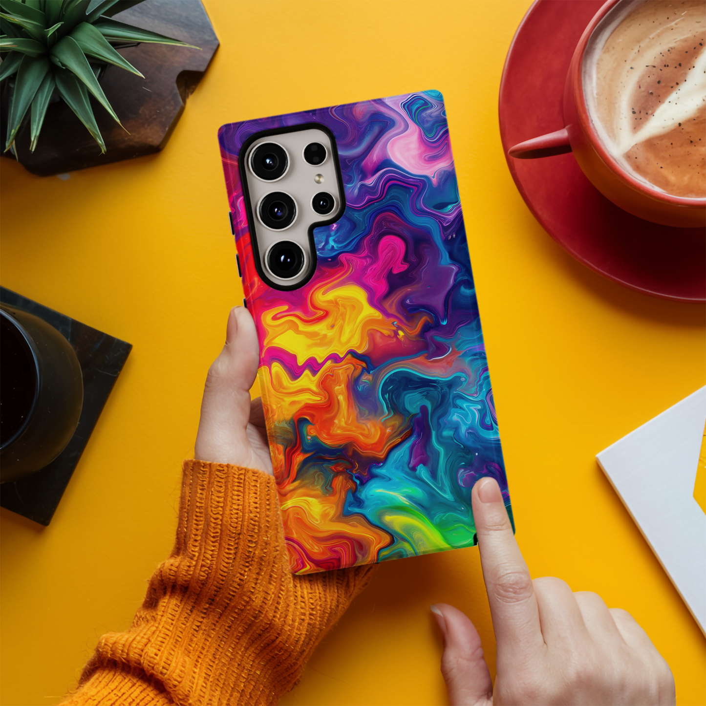 Vibrant Abstract Swirl Protective Phone Case – Color Explosion Art Design
