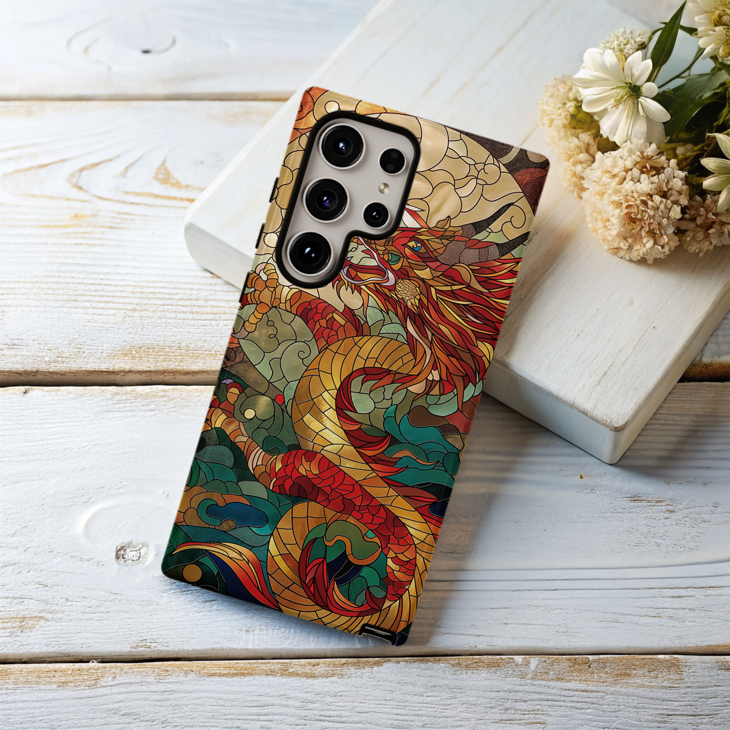 Year of the Dragon Stained Glass Phone Case – Bold Design, Unmatched Protection