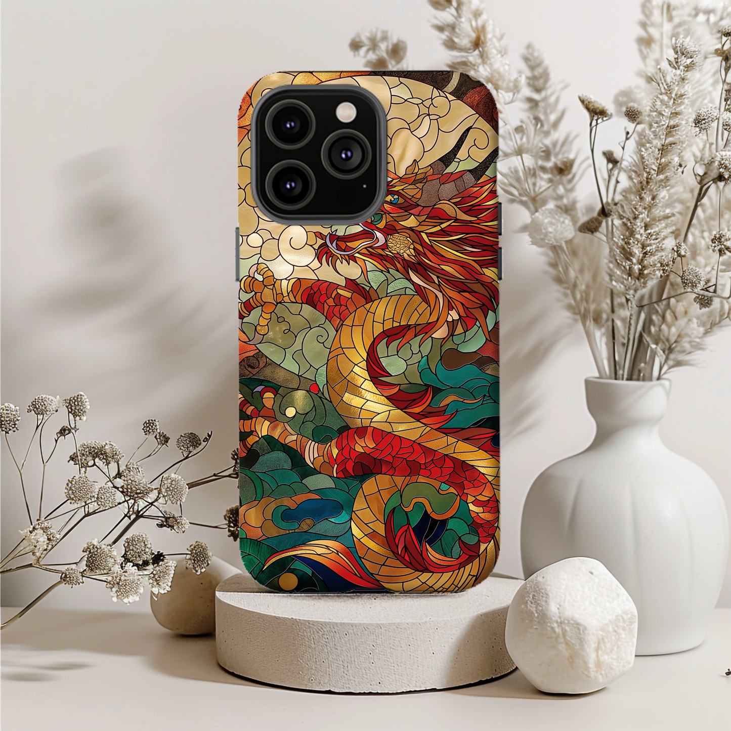 Year of the Dragon Stained Glass Phone Case – Bold Design, Unmatched Protection