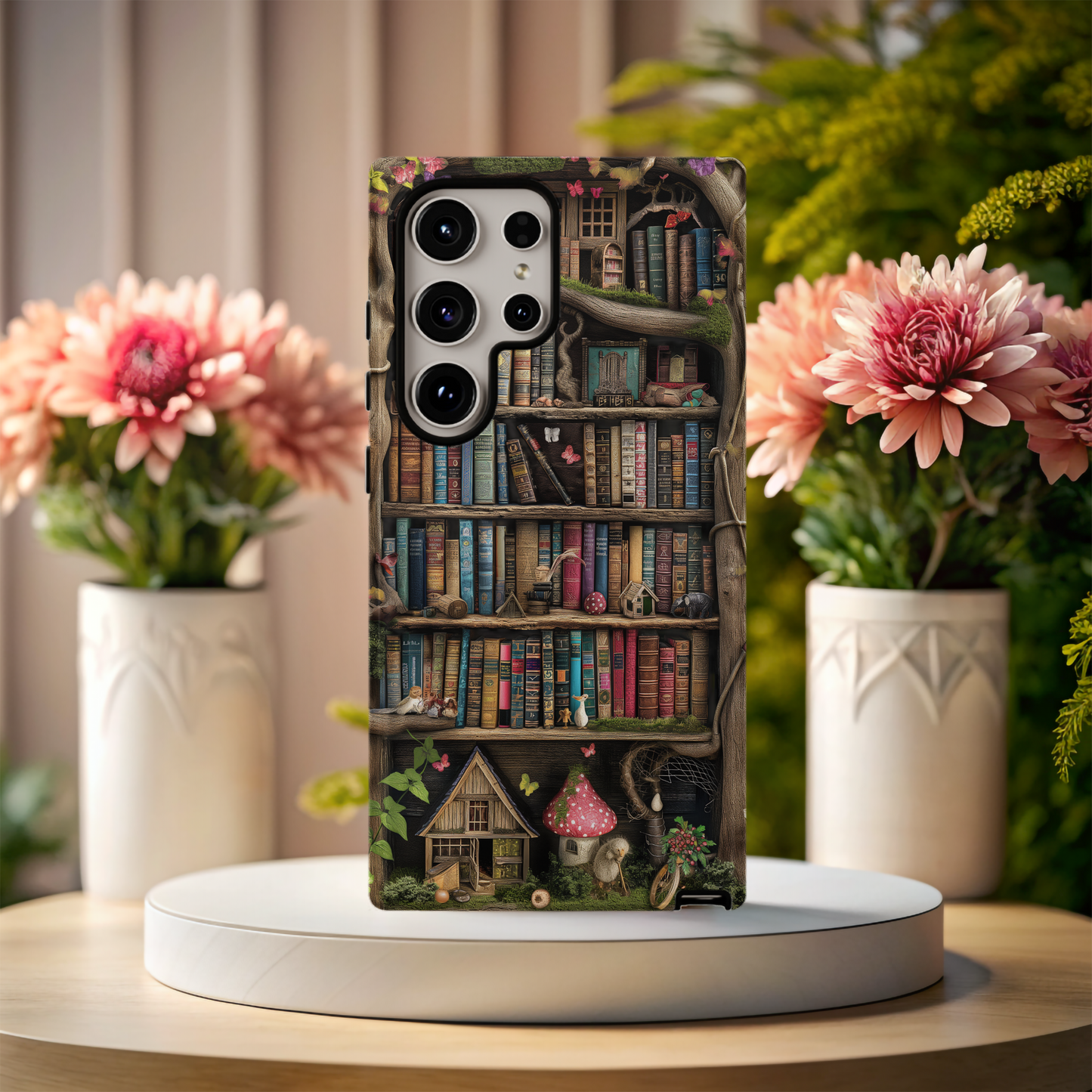 Whimsical Fantasy Bookshelf Phone Case – A Magical Escape in Every Detail