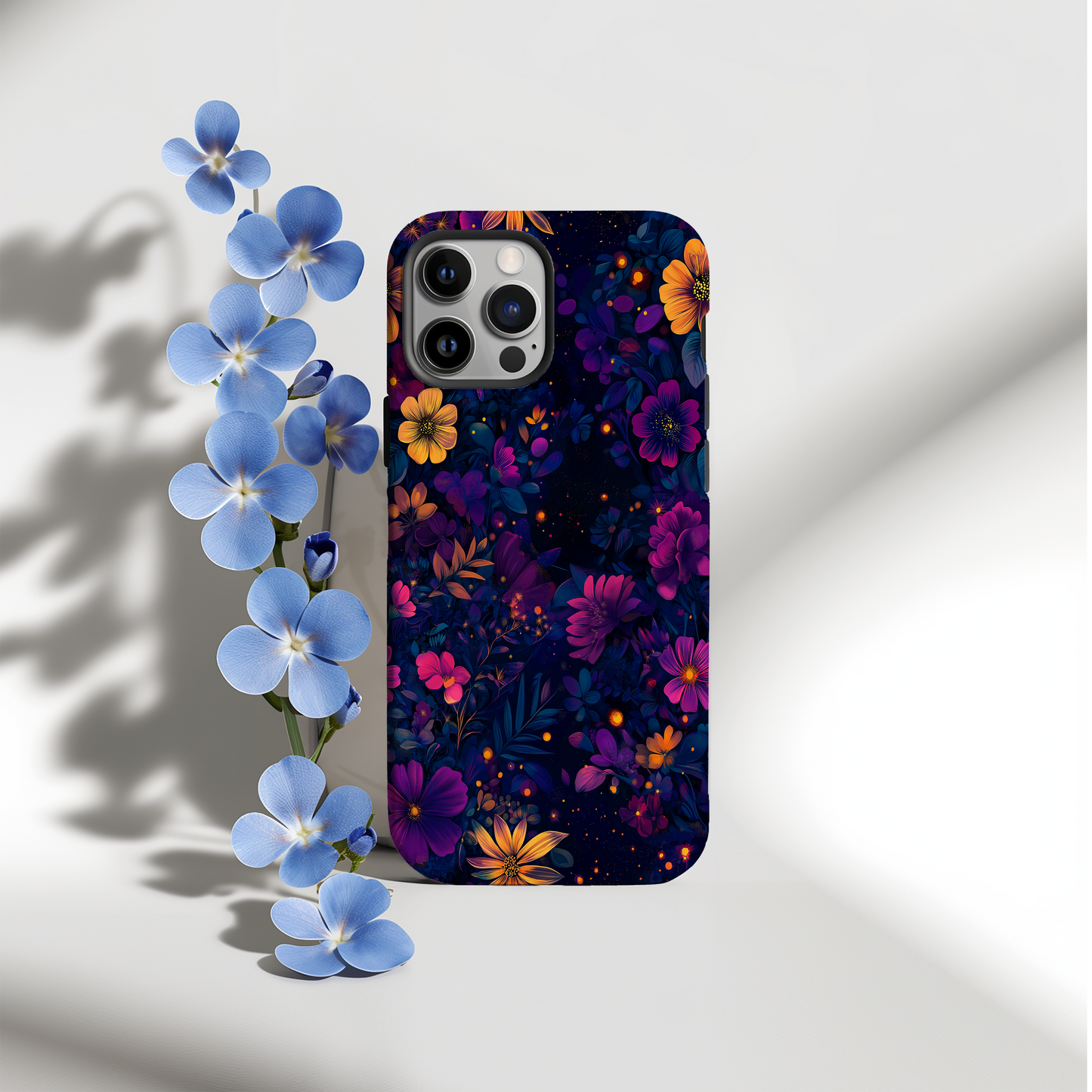 Midnight Blooms Phone Case – Elegant Florals with Nighttime Mystique