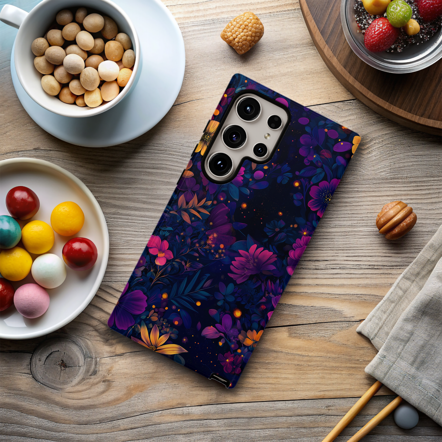 Midnight Blooms Phone Case – Elegant Florals with Nighttime Mystique