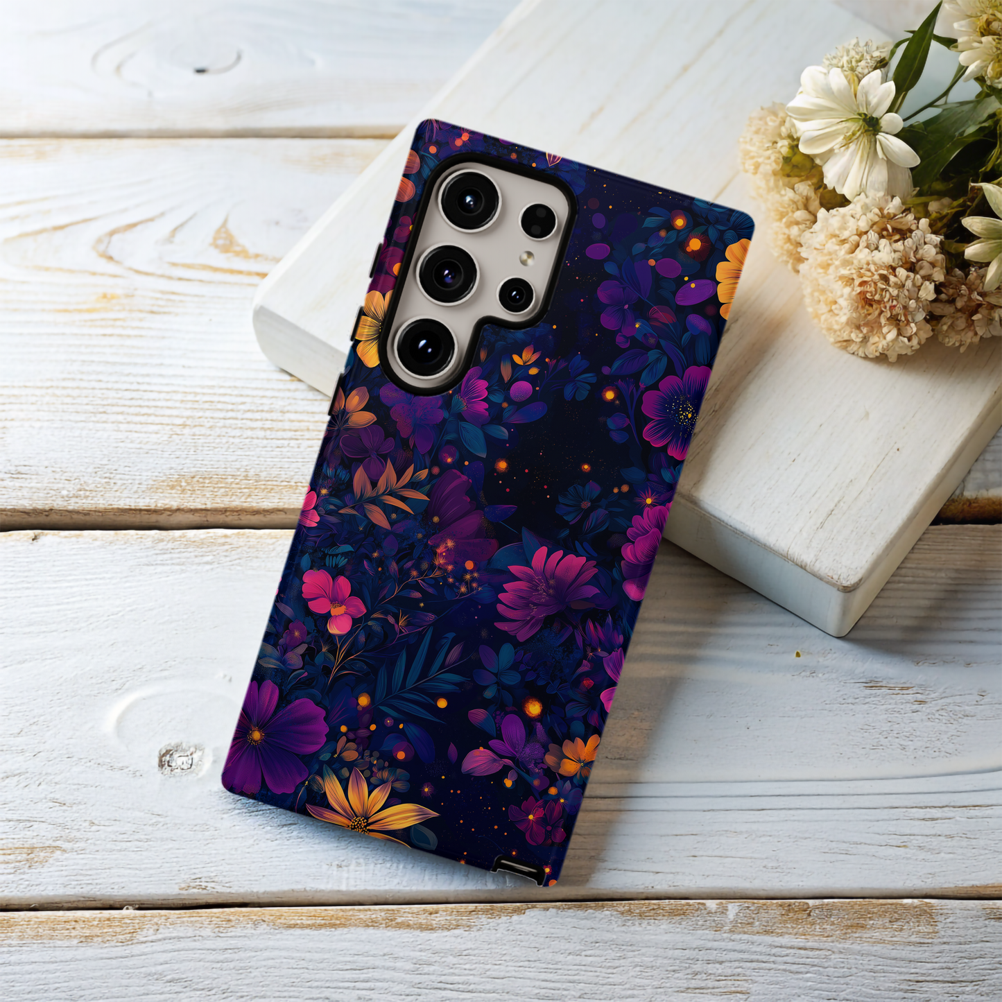 Midnight Blooms Phone Case – Elegant Florals with Nighttime Mystique