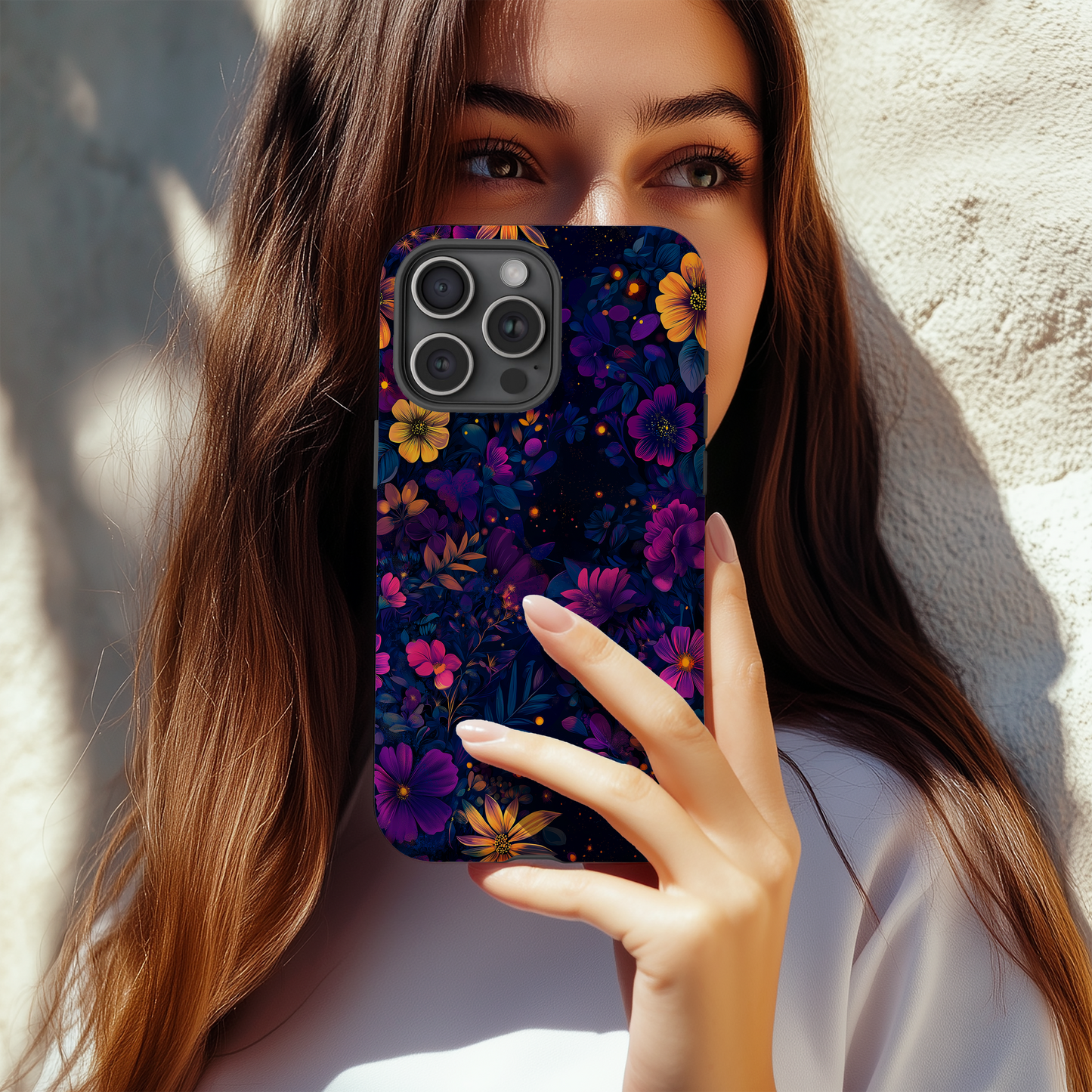 Midnight Blooms Phone Case – Elegant Florals with Nighttime Mystique