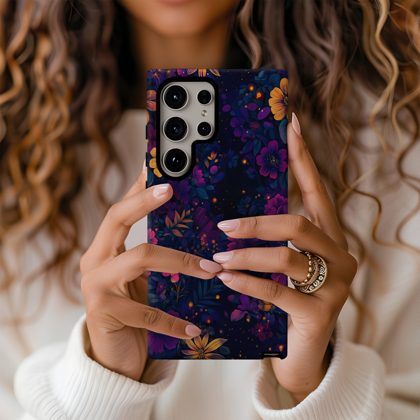 Midnight Blooms Phone Case – Elegant Florals with Nighttime Mystique