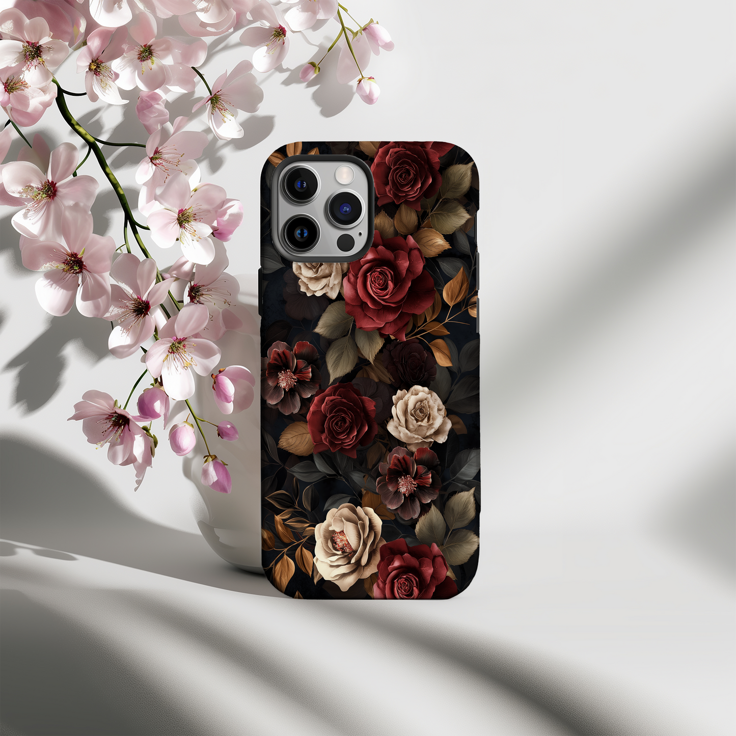 Dark Floral Academia Phone Case – Sophisticated Blooms with a Mysterious Edge