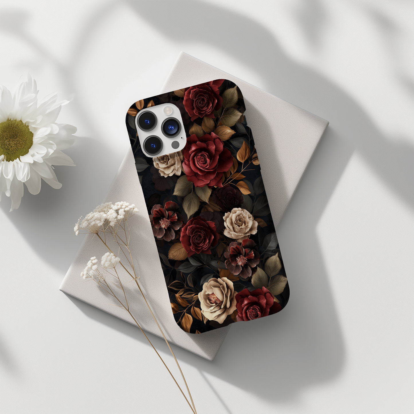Dark Floral Academia Phone Case – Sophisticated Blooms with a Mysterious Edge
