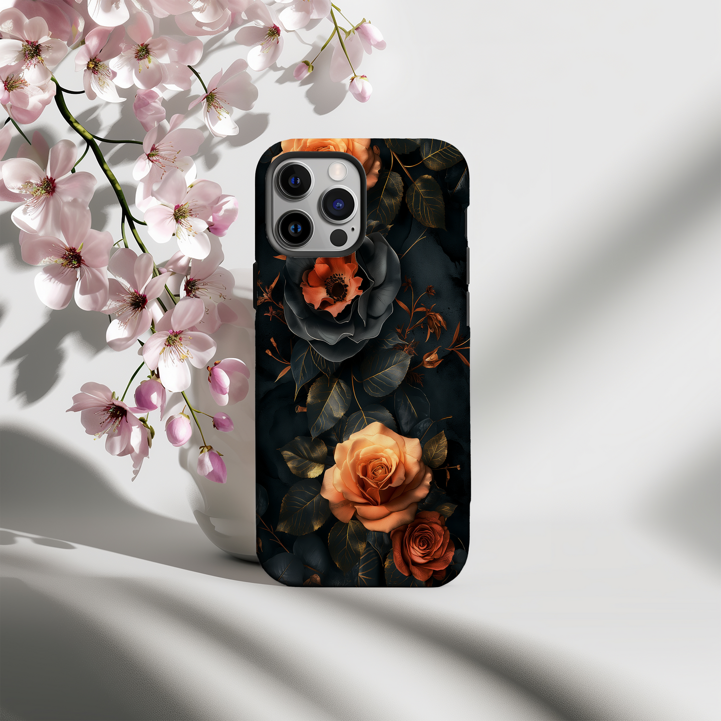 Dark Floral Academia Phone Case – Sophisticated Blooms with a Mysterious Edge