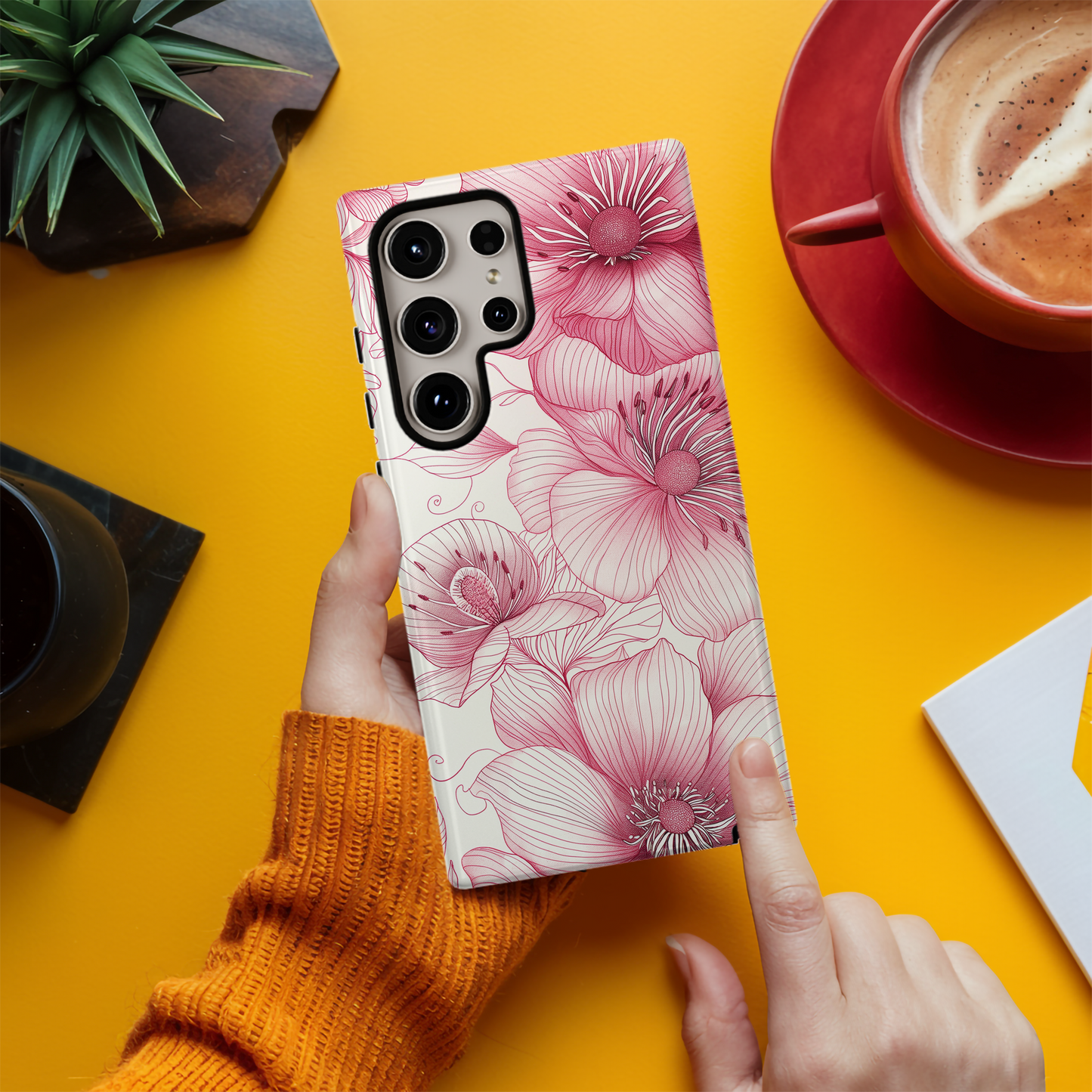 Line Art Floral Phone Case – Minimalist Elegance with Everyday Durability