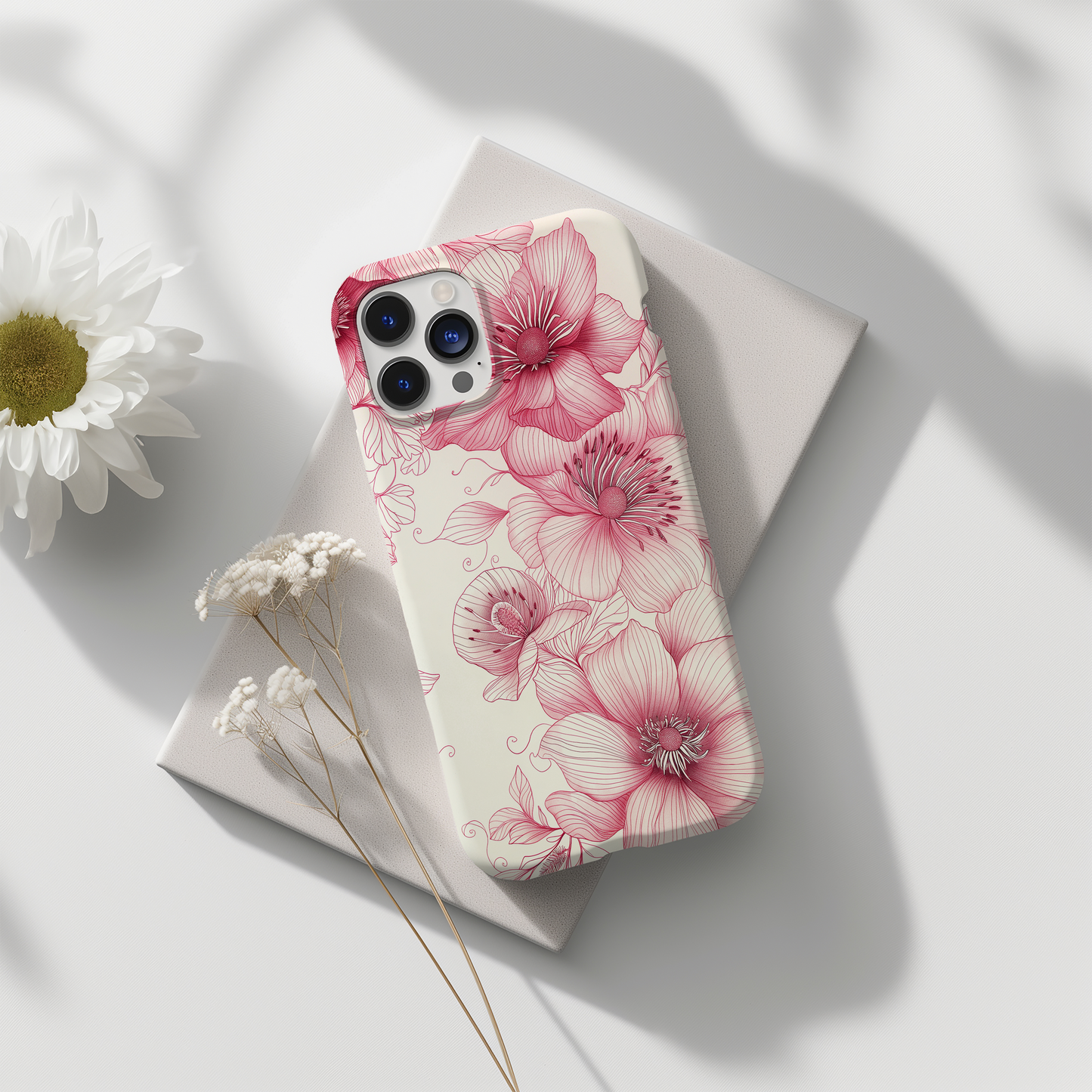 Line Art Floral Phone Case – Minimalist Elegance with Everyday Durability