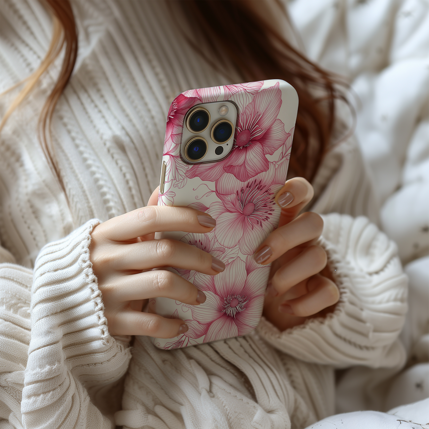 Line Art Floral Phone Case – Minimalist Elegance with Everyday Durability