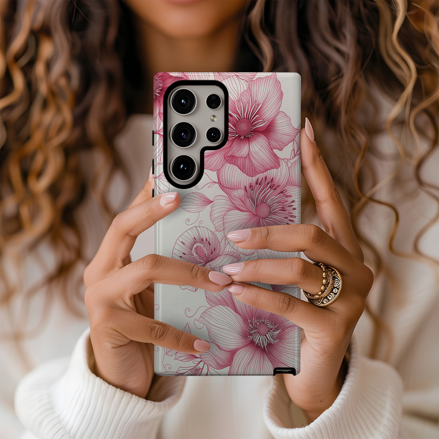 Line Art Floral Phone Case – Minimalist Elegance with Everyday Durability