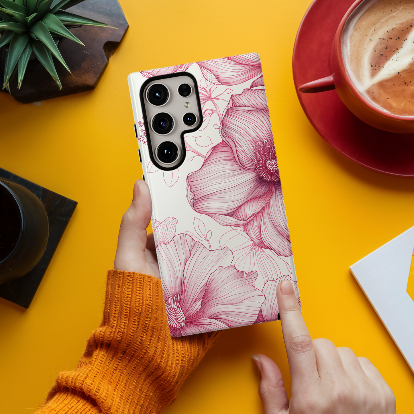 Line Art Floral Phone Case – Minimalist Elegance with Everyday Durability