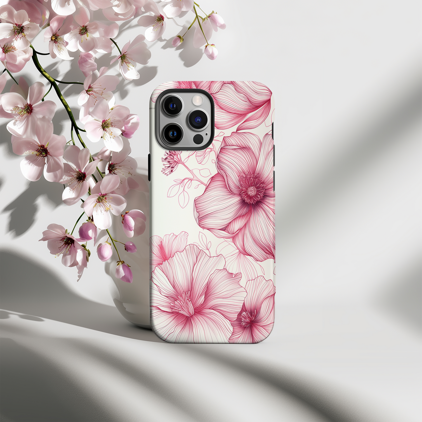 Line Art Floral Phone Case – Minimalist Elegance with Everyday Durability