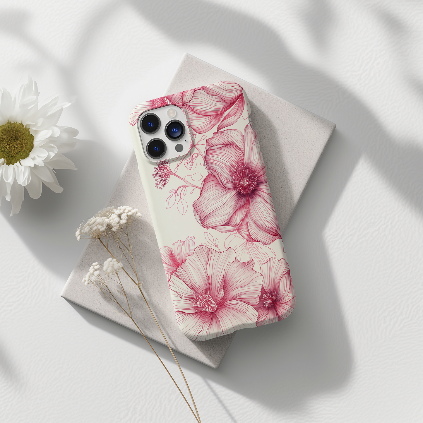 Line Art Floral Phone Case – Minimalist Elegance with Everyday Durability