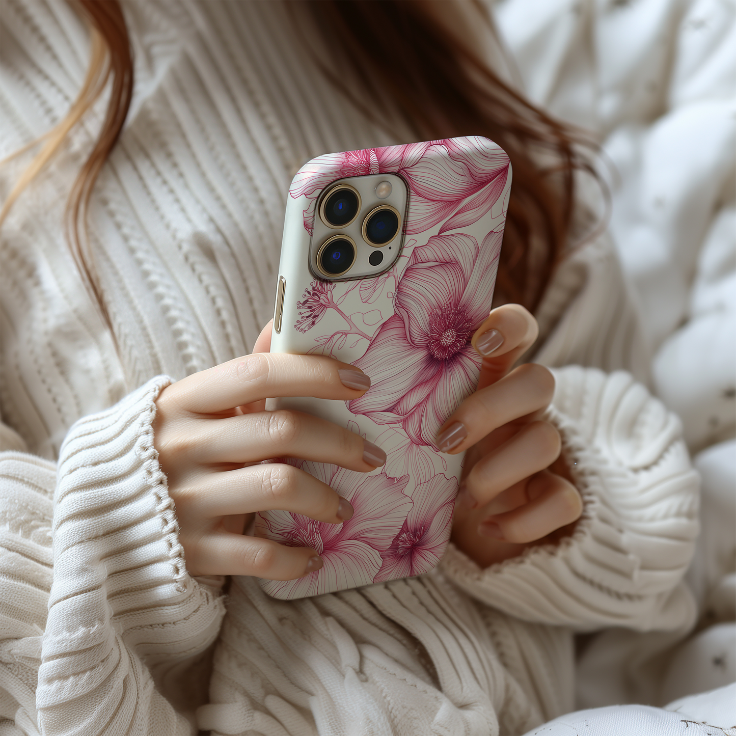 Line Art Floral Phone Case – Minimalist Elegance with Everyday Durability
