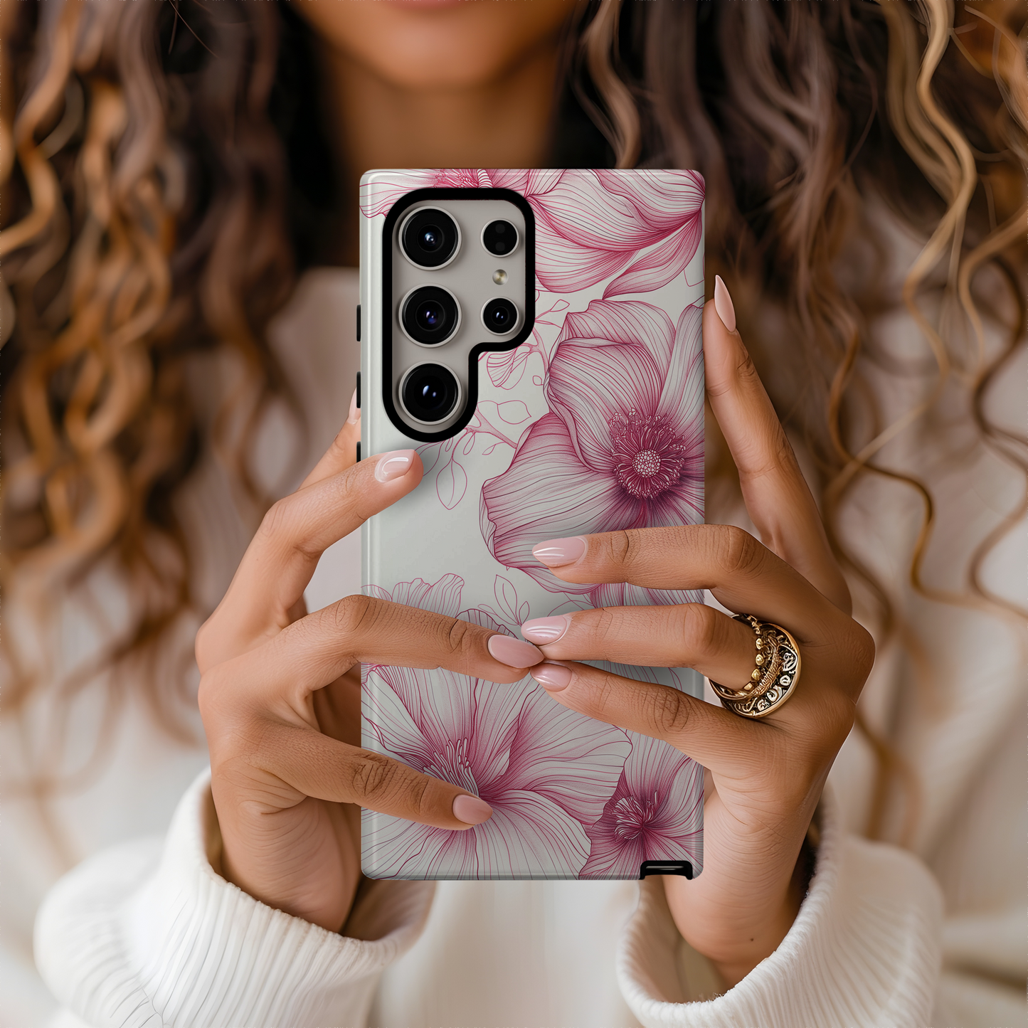 Line Art Floral Phone Case – Minimalist Elegance with Everyday Durability