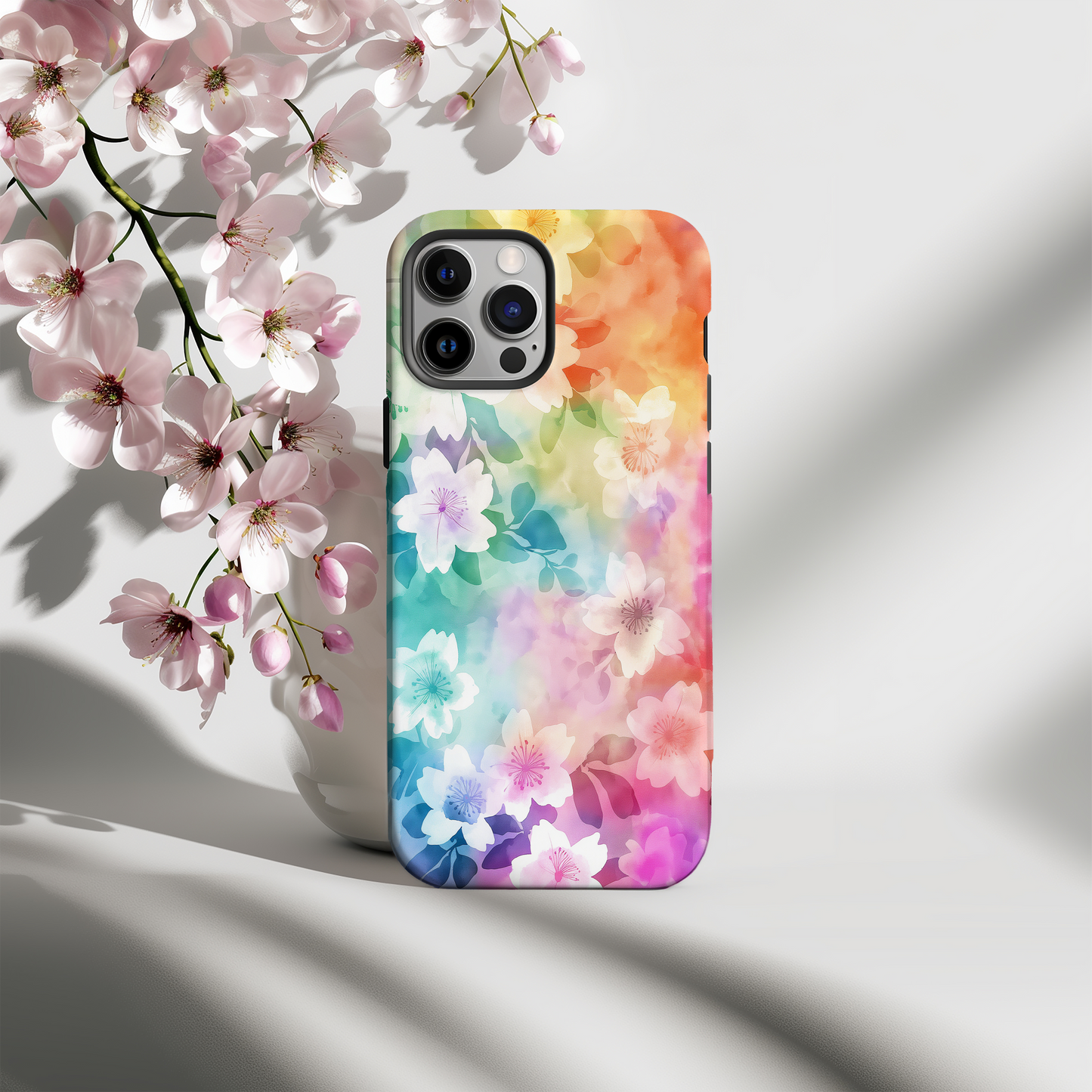 Rainbow Flowers Phone Case – Vibrant Blooms with Everyday Protection