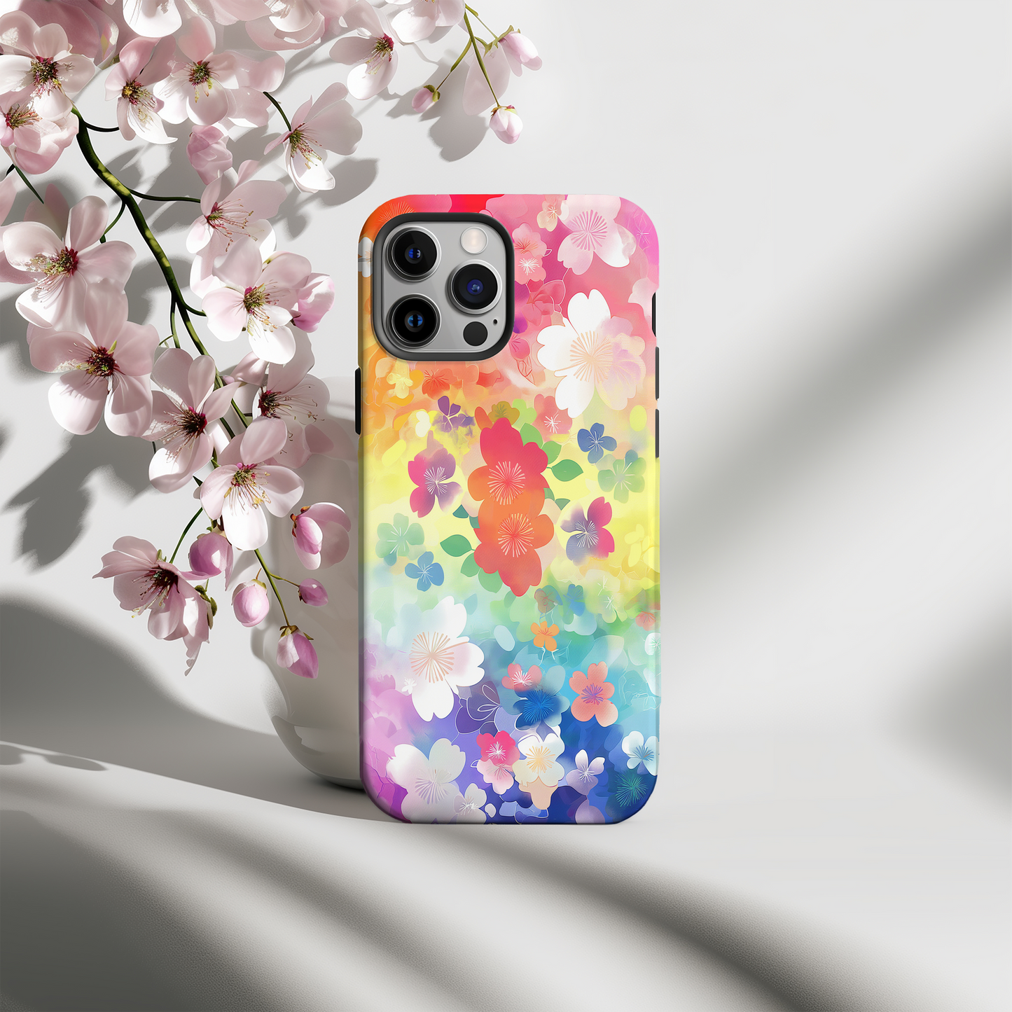 Rainbow Flowers Phone Case – Vibrant Blooms with Everyday Protection