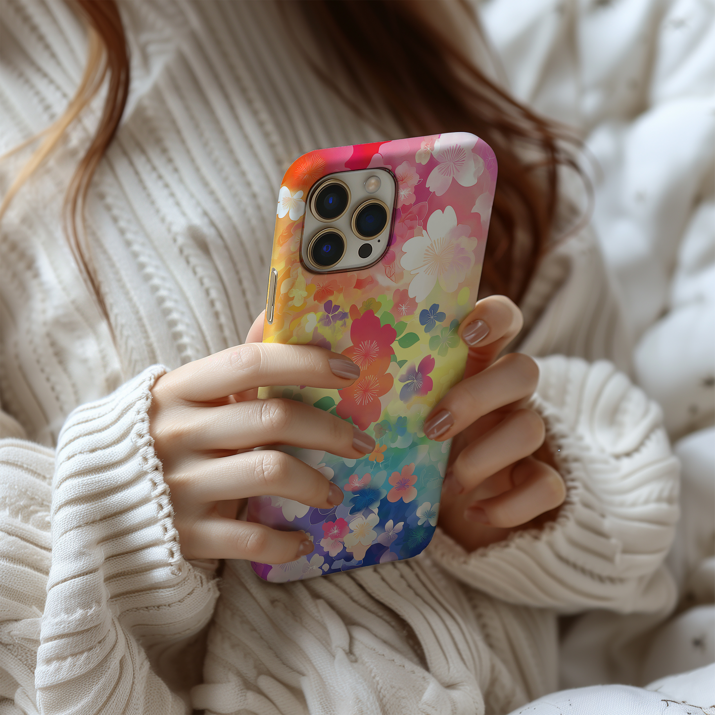Rainbow Flowers Phone Case – Vibrant Blooms with Everyday Protection