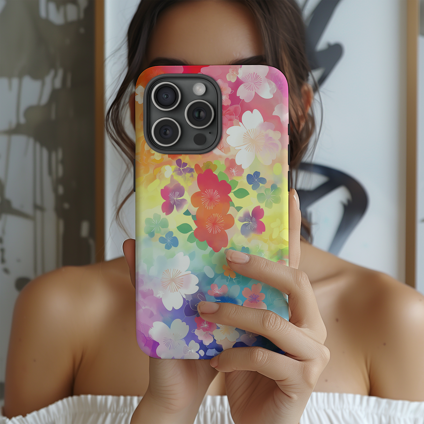 Rainbow Flowers Phone Case – Vibrant Blooms with Everyday Protection
