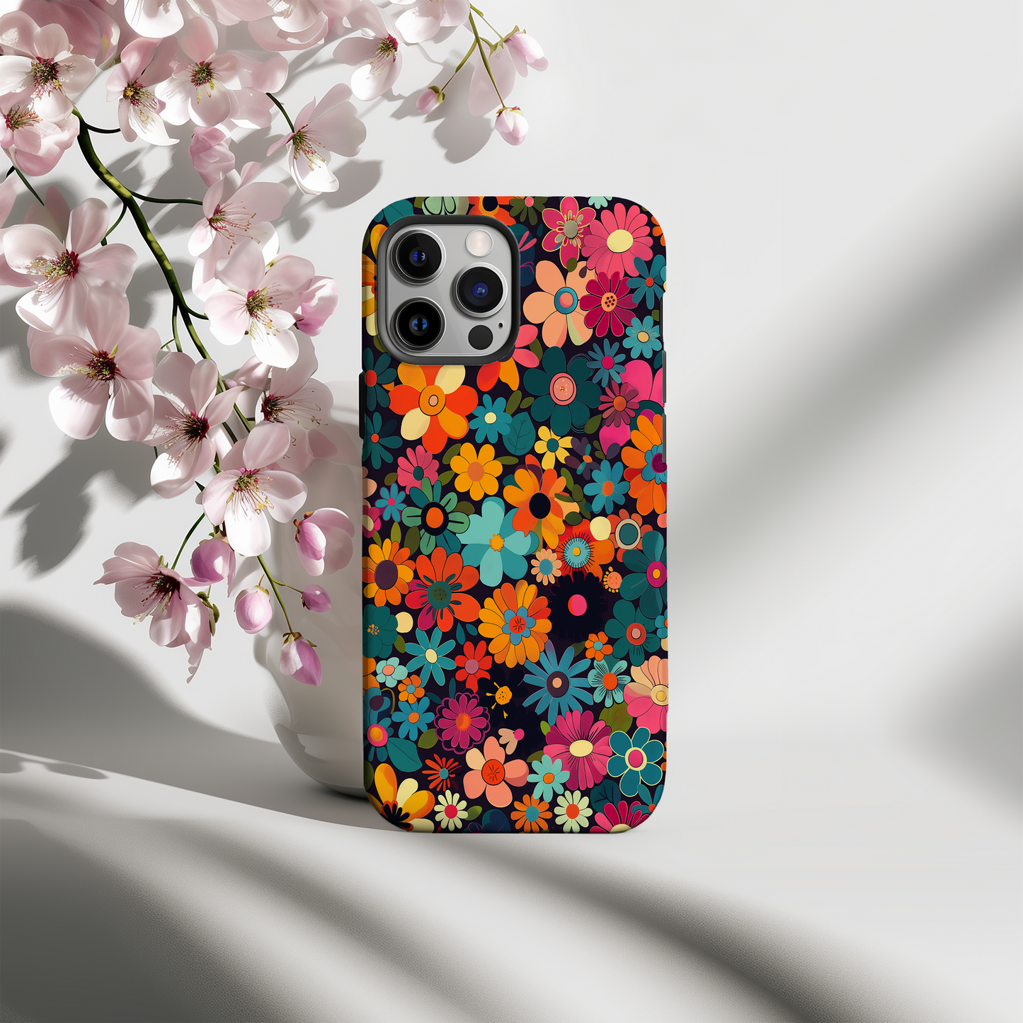 Retro 60s & 70s Floral Phone Case – Groovy Blooms with Modern Protection