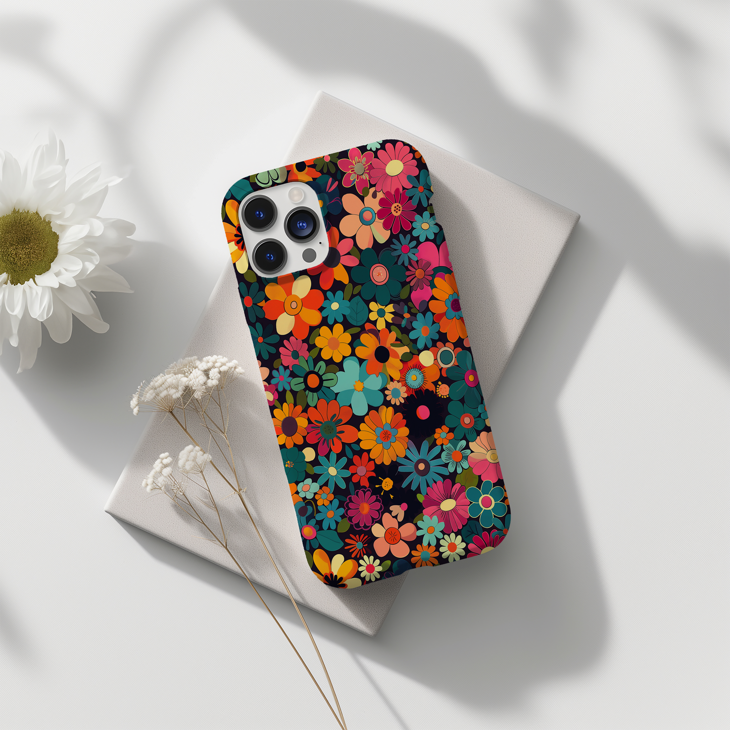 Retro 60s & 70s Floral Phone Case – Groovy Blooms with Modern Protection