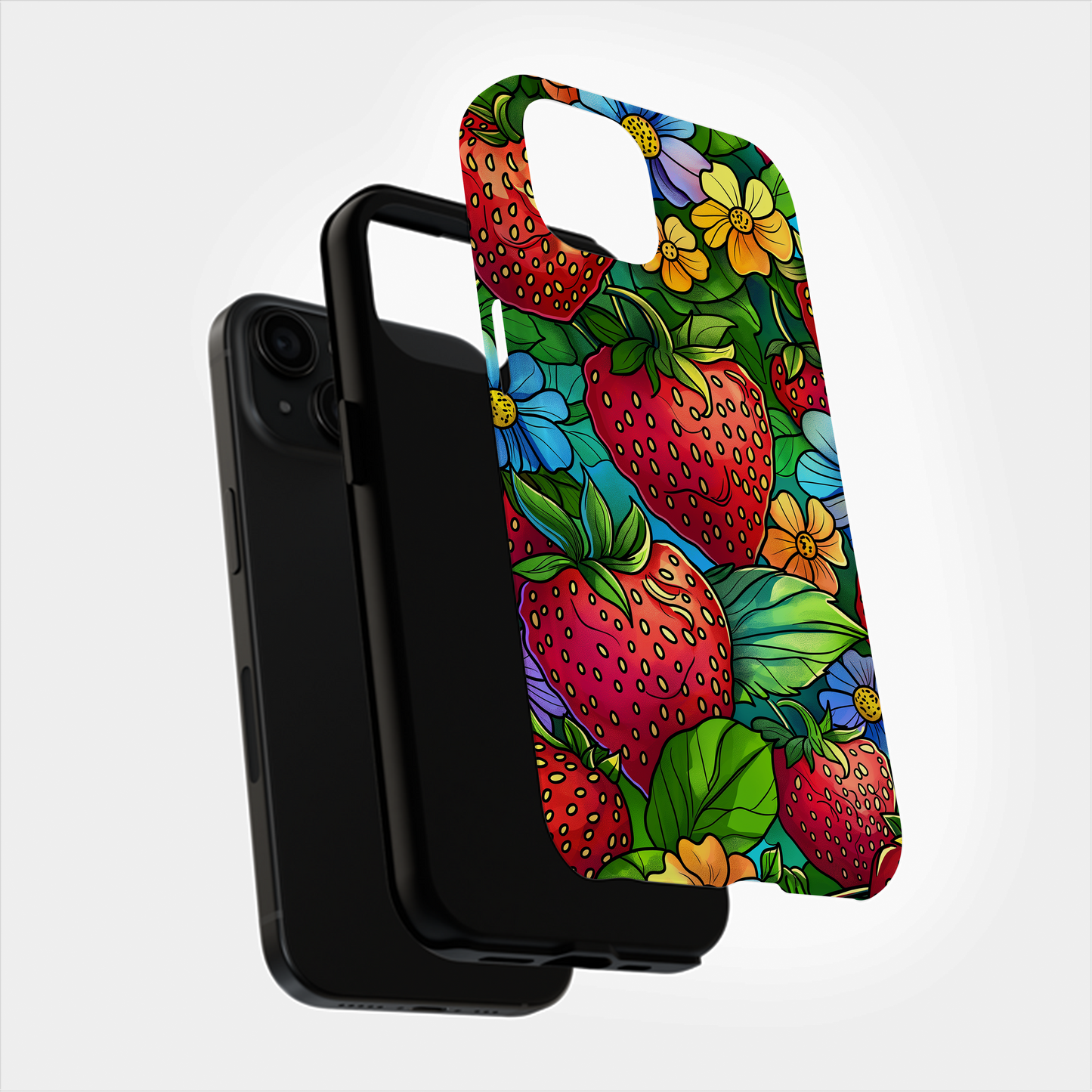 Strawberries & Floral Phone Case – Sweet, Charming, and Built for Protection