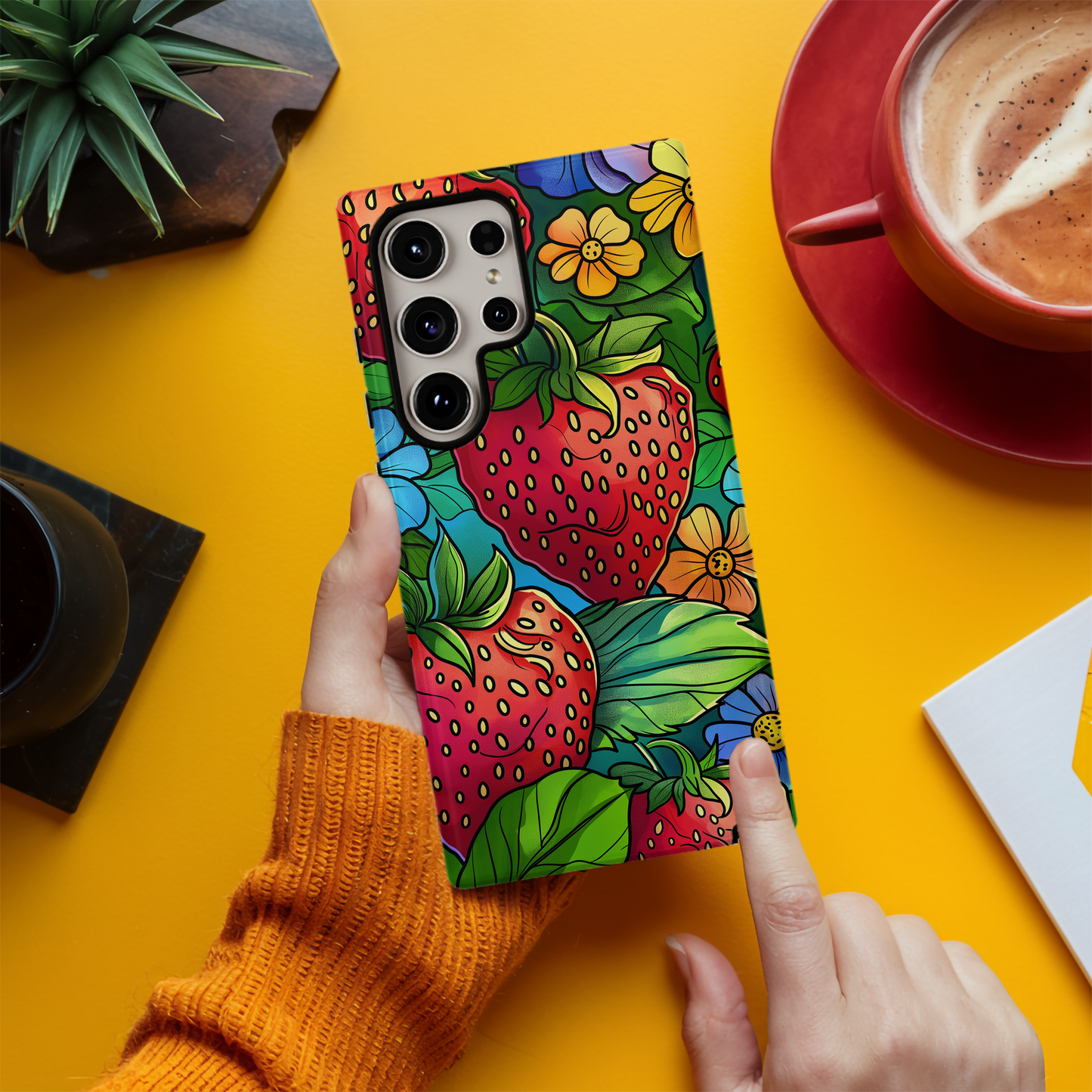 Strawberries & Floral Phone Case – Sweet, Charming, and Built for Protection