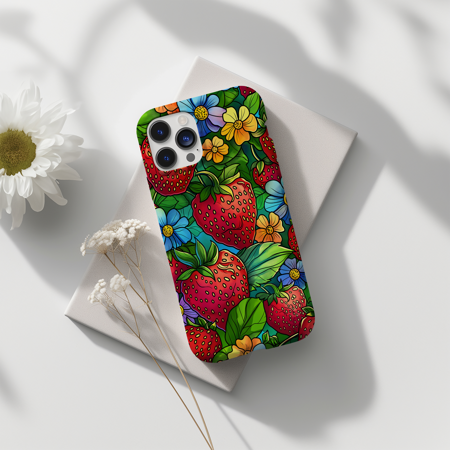 Strawberries & Floral Phone Case – Sweet, Charming, and Built for Protection
