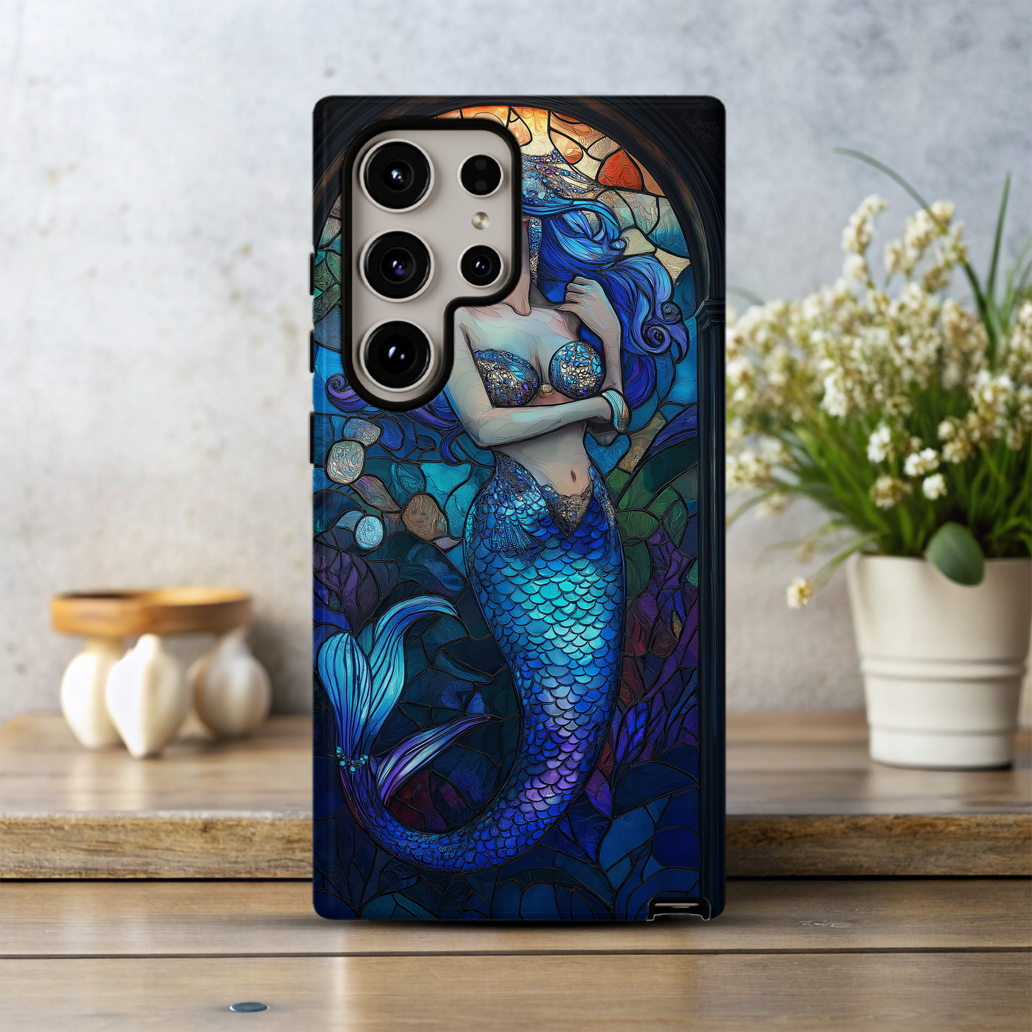 Mermaid Stained Glass Phone Case – Ethereal Ocean Beauty with Everyday Protection