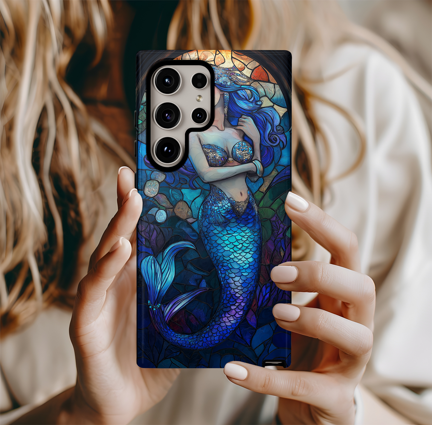 Mermaid Stained Glass Phone Case – Ethereal Ocean Beauty with Everyday Protection