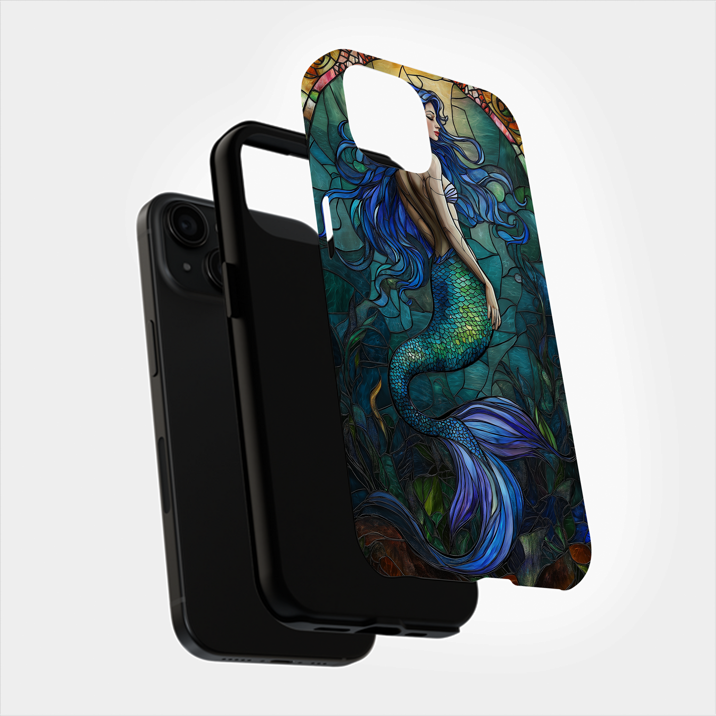 Mermaid Stained Glass Phone Case – Ethereal Ocean Beauty with Everyday Protection