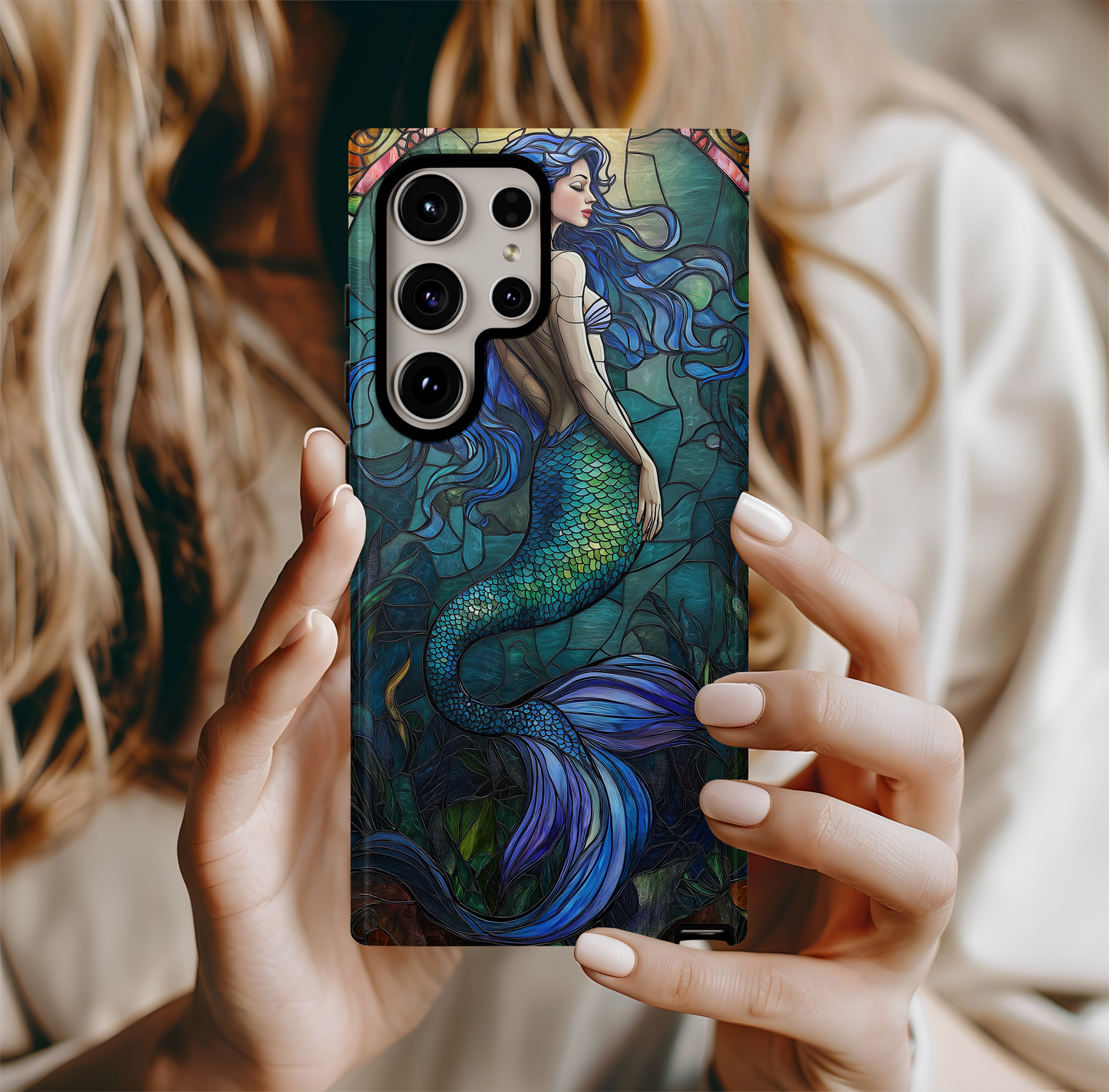 Mermaid Stained Glass Phone Case – Ethereal Ocean Beauty with Everyday Protection