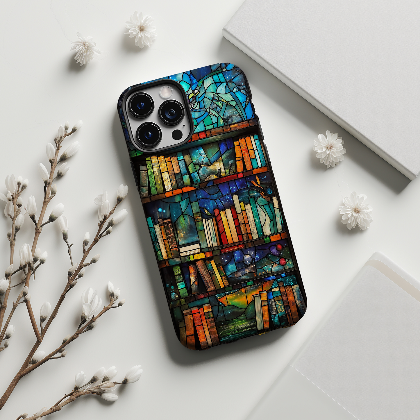 Whimsical Bookshelf Phone Case – A Magical Library with Everyday Protection