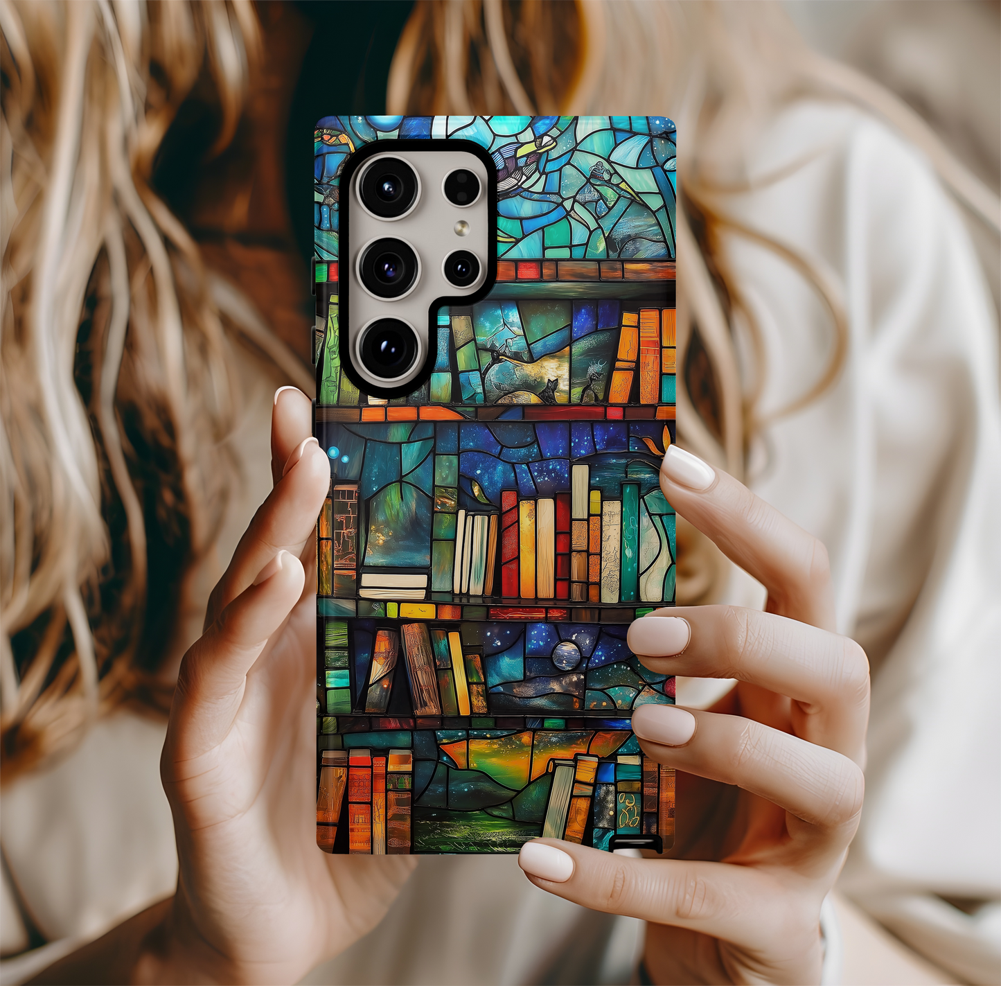 Whimsical Bookshelf Phone Case – A Magical Library with Everyday Protection