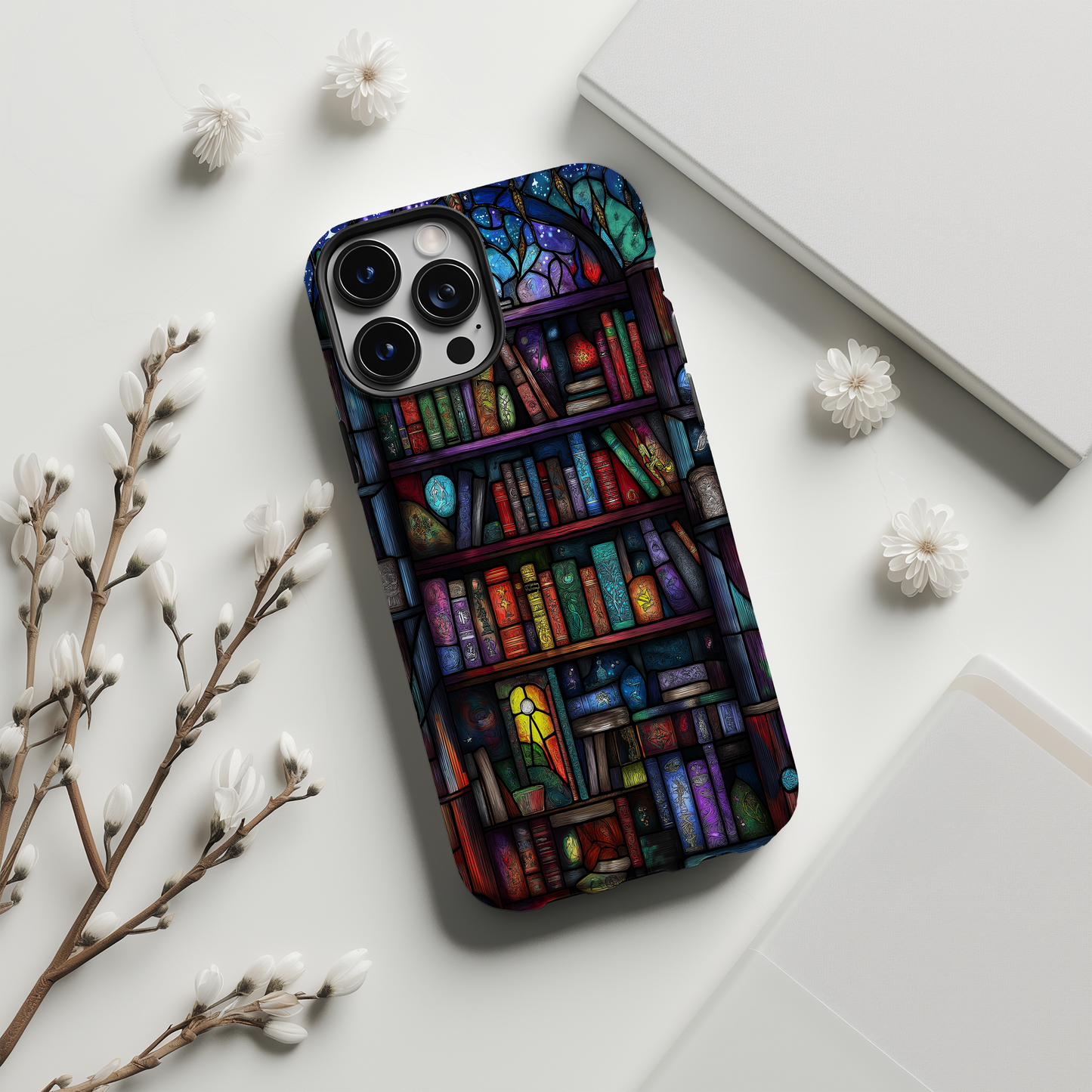Whimsical Bookshelf Phone Case – A Magical Library with Everyday Protection