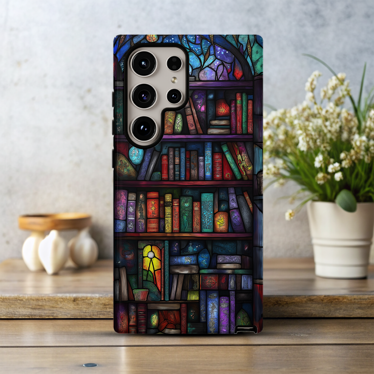 Whimsical Bookshelf Phone Case – A Magical Library with Everyday Protection