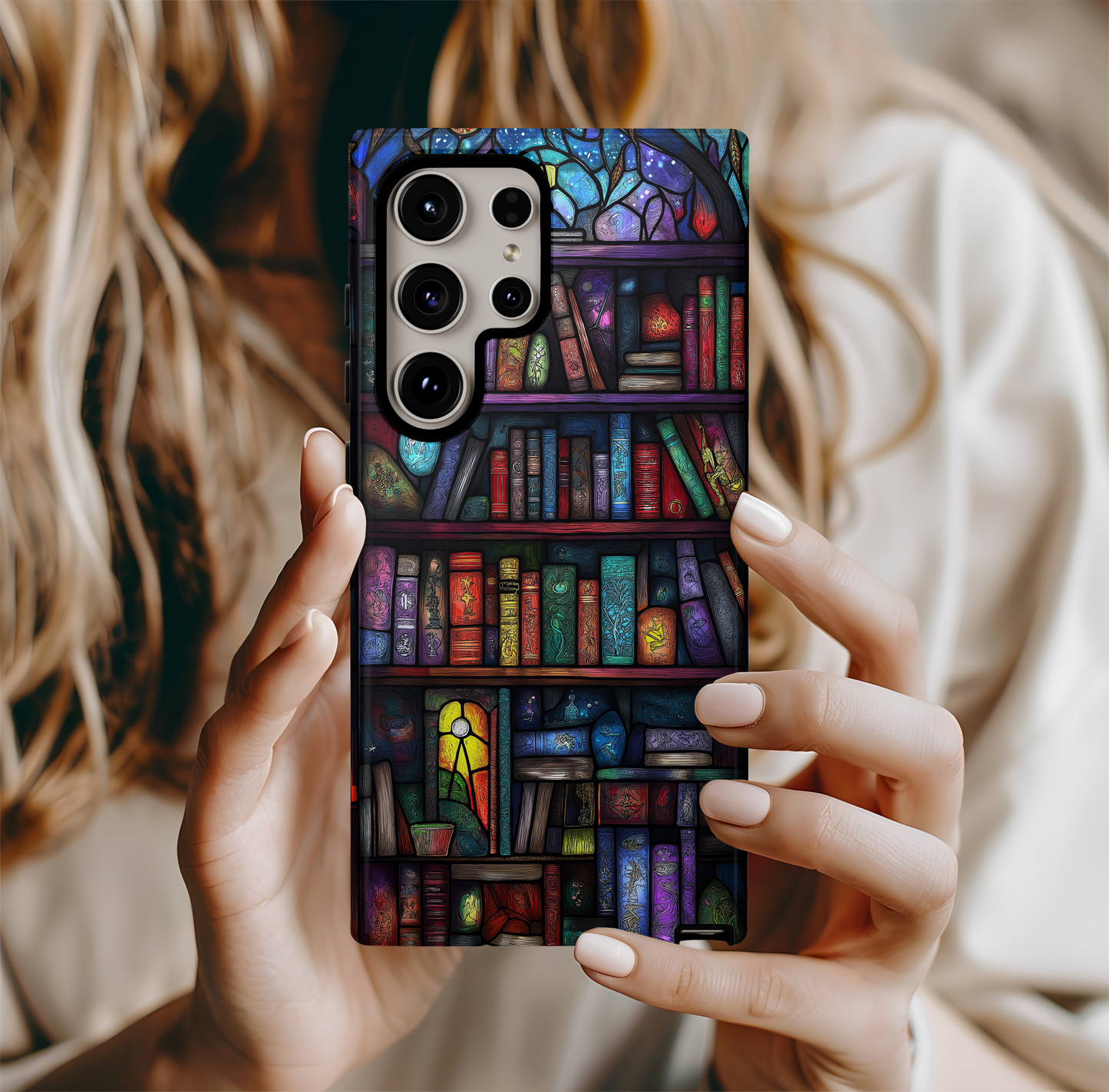 Whimsical Bookshelf Phone Case – A Magical Library with Everyday Protection