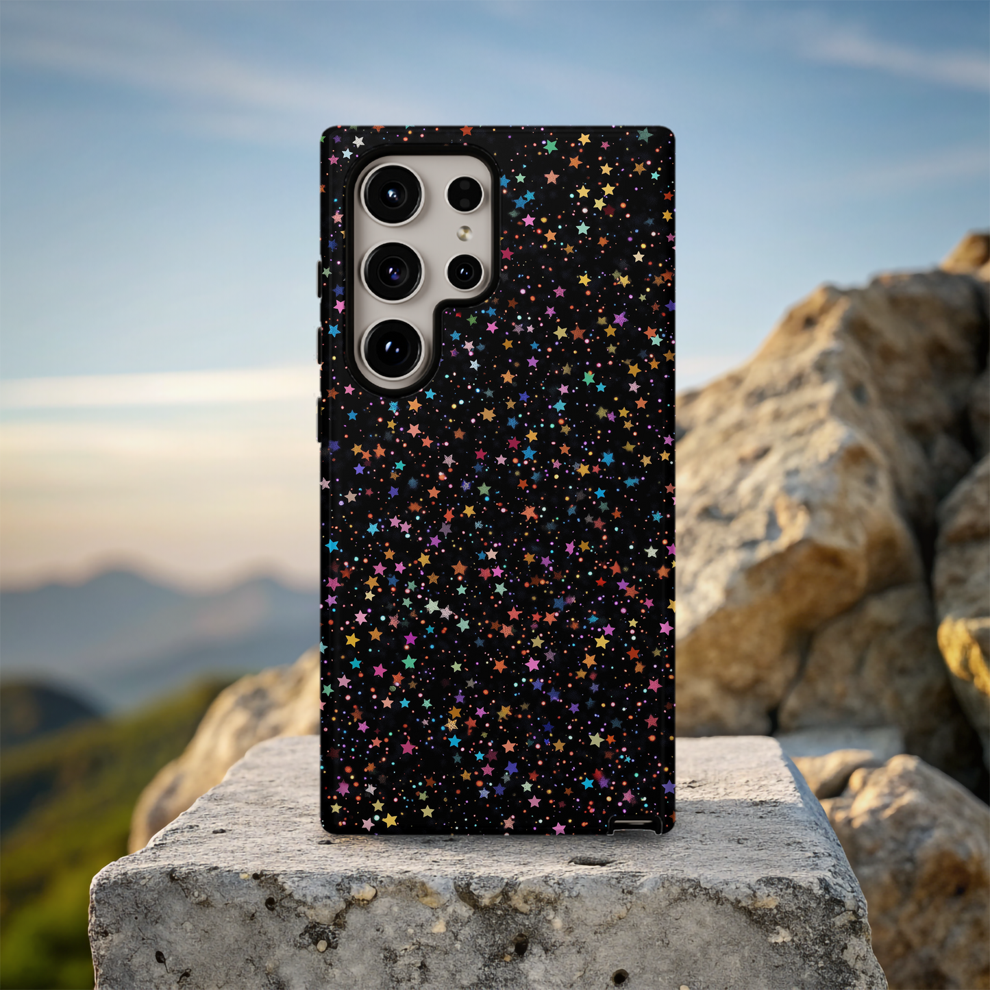 Holographic Stars Phone Case – Cosmic Shine with Everyday Protection