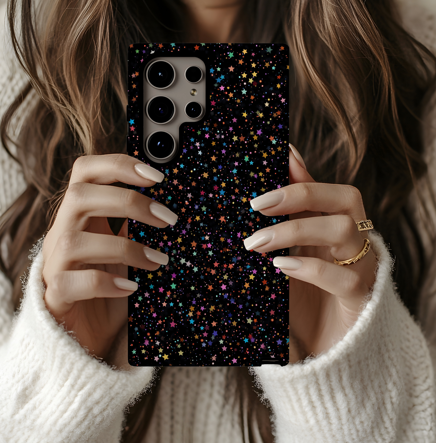 Holographic Stars Phone Case – Cosmic Shine with Everyday Protection