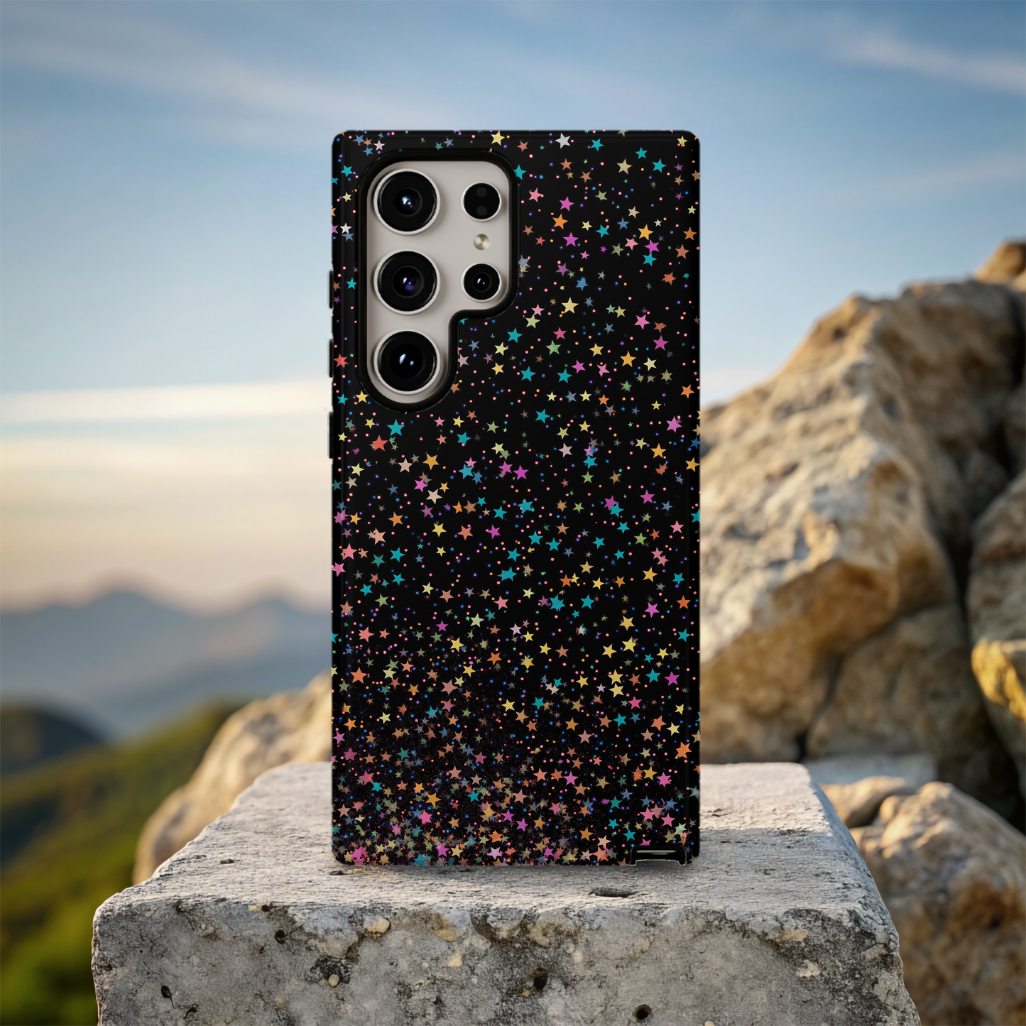 Holographic Stars Phone Case – Cosmic Shine with Everyday Protection