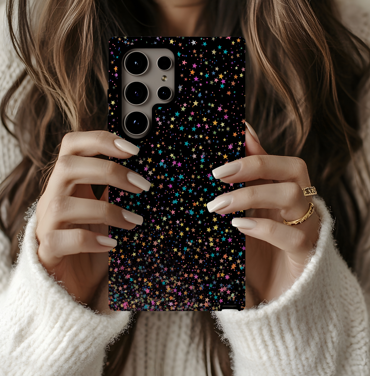 Holographic Stars Phone Case – Cosmic Shine with Everyday Protection