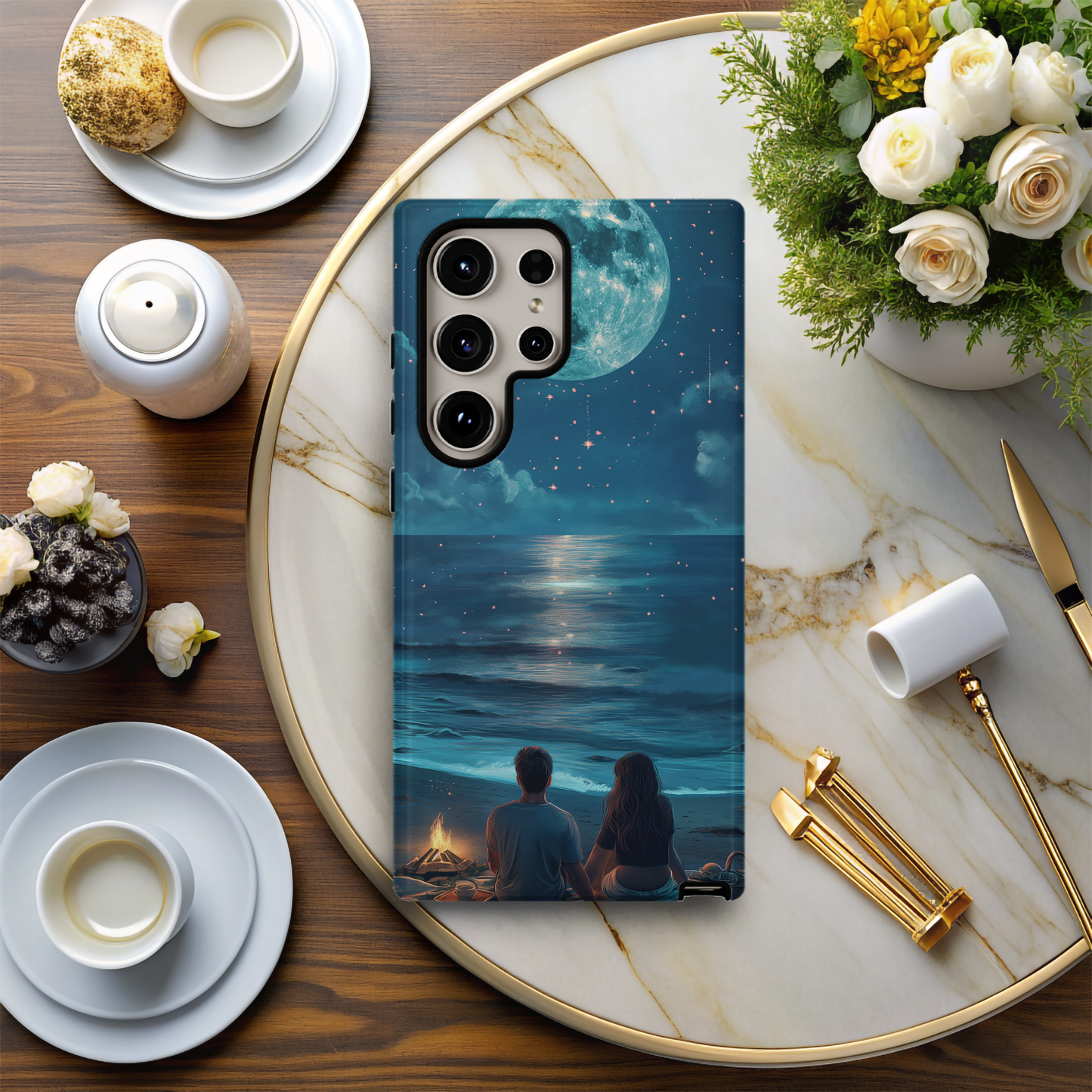 Couple Under the Moonlight Phone Case – Romantic Serenity with Everyday Protection