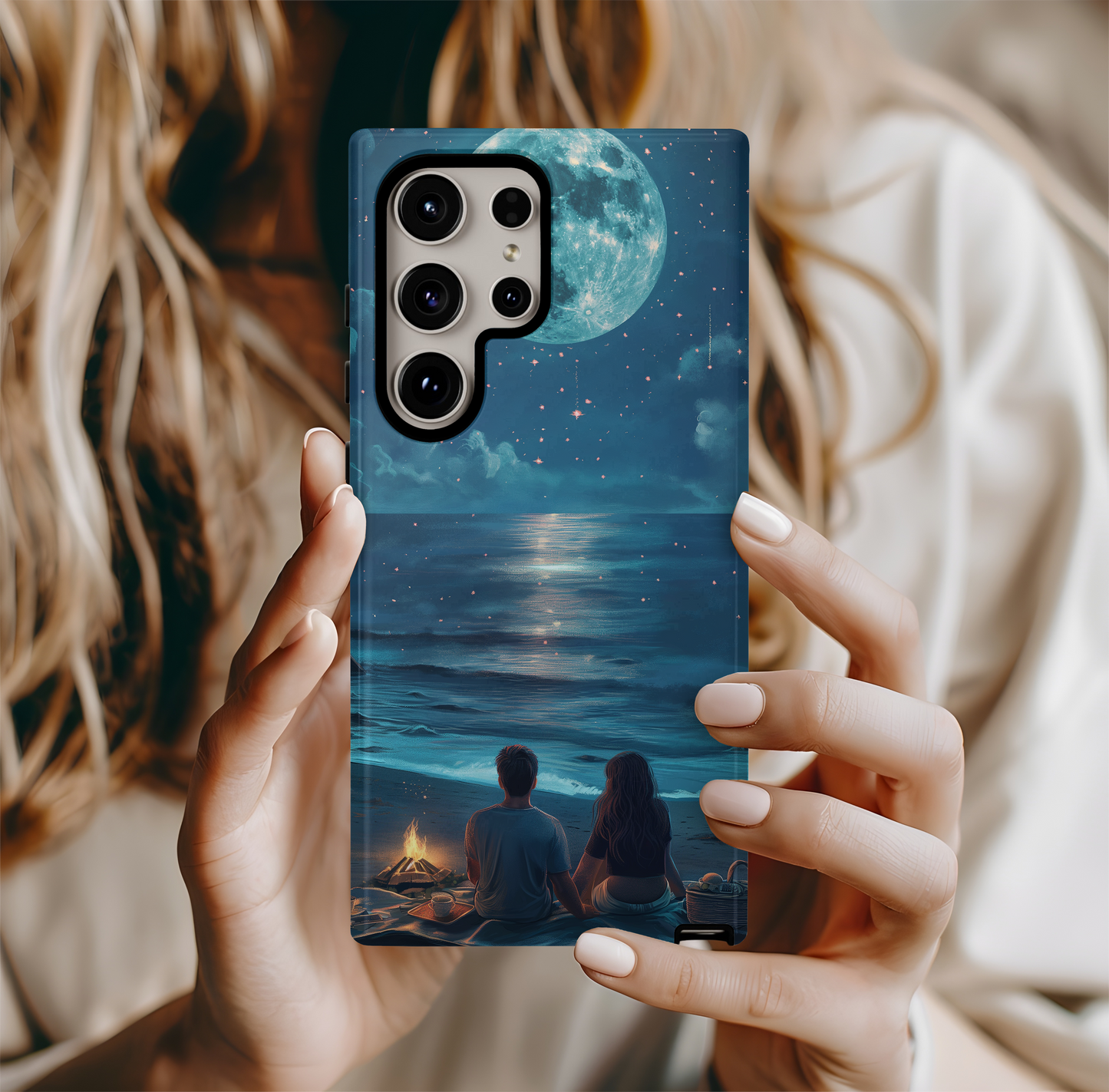 Couple Under the Moonlight Phone Case – Romantic Serenity with Everyday Protection