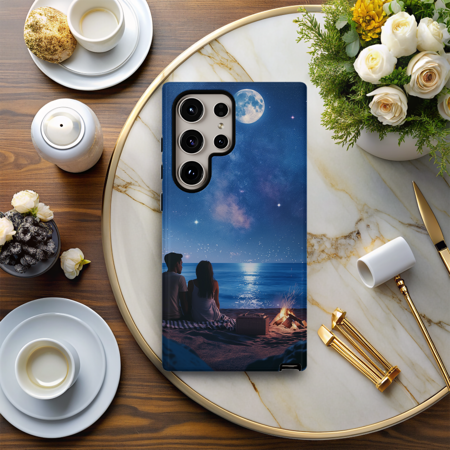 Couple Under the Moonlight Phone Case – Romantic Serenity with Everyday Protection
