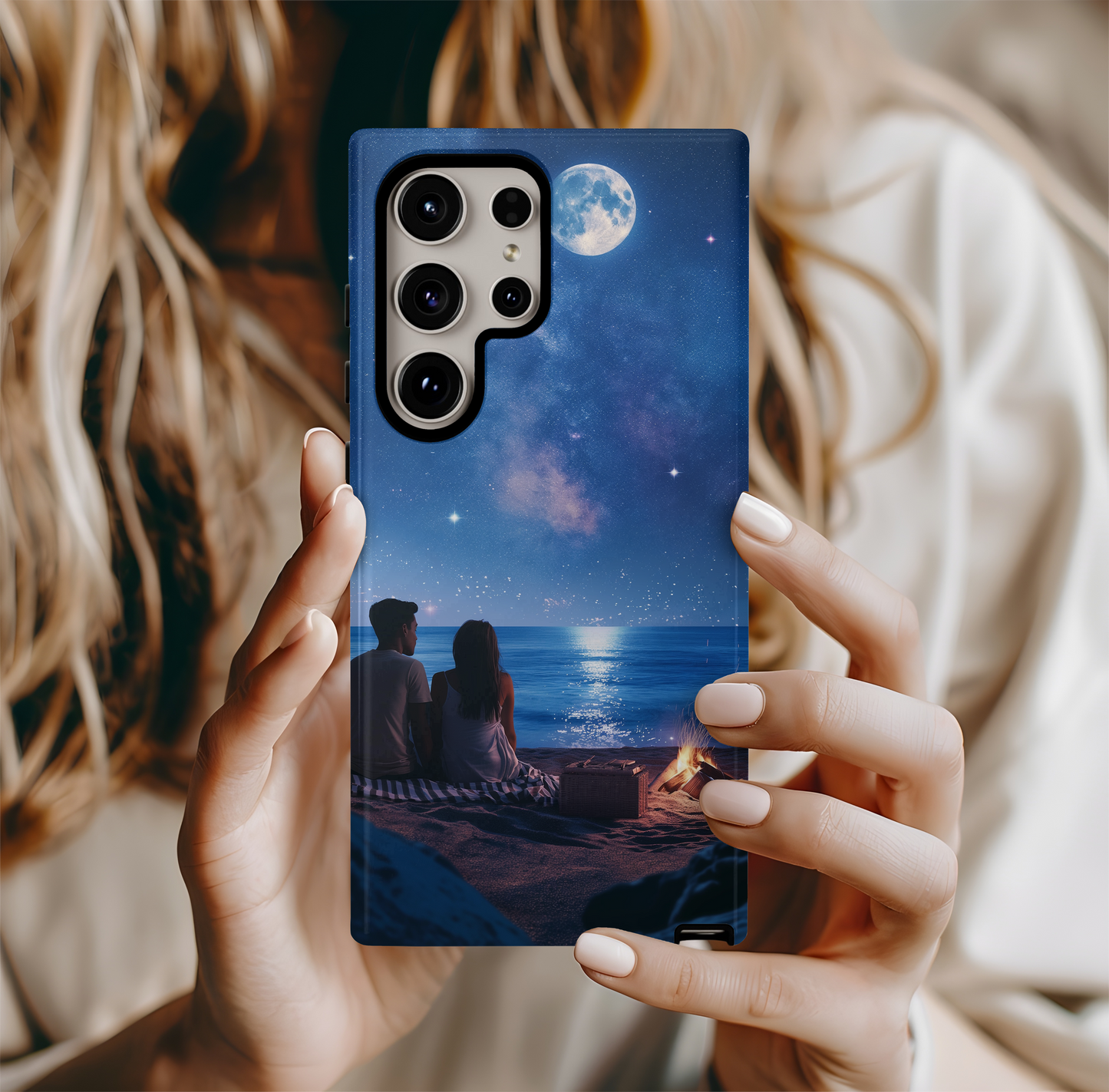 Couple Under the Moonlight Phone Case – Romantic Serenity with Everyday Protection