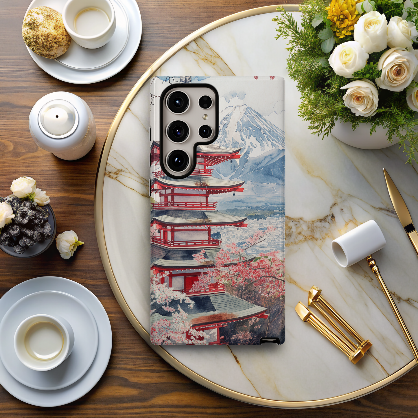 Vintage Japanese Village Phone Case – Tranquil Tradition with Everyday Protection